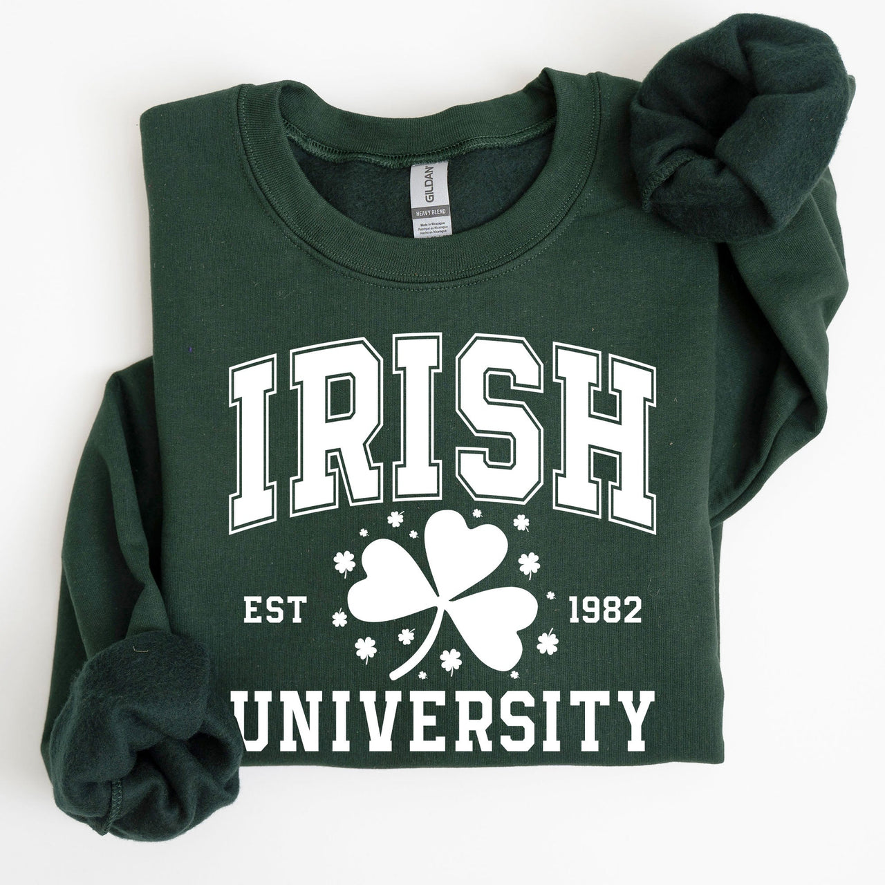 Irish University Lucky Charm St Paddy's Day Coquette Bow Clover Shamrock Sweatshirt