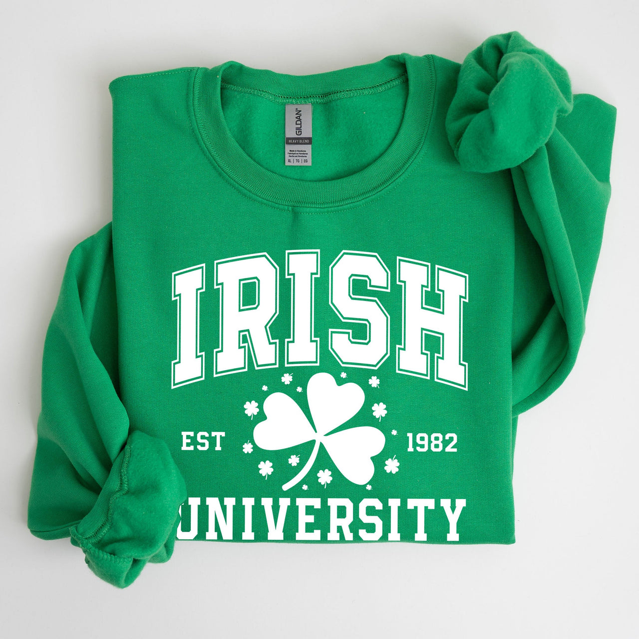Irish University Lucky Charm St Paddy's Day Coquette Bow Clover Shamrock Sweatshirt