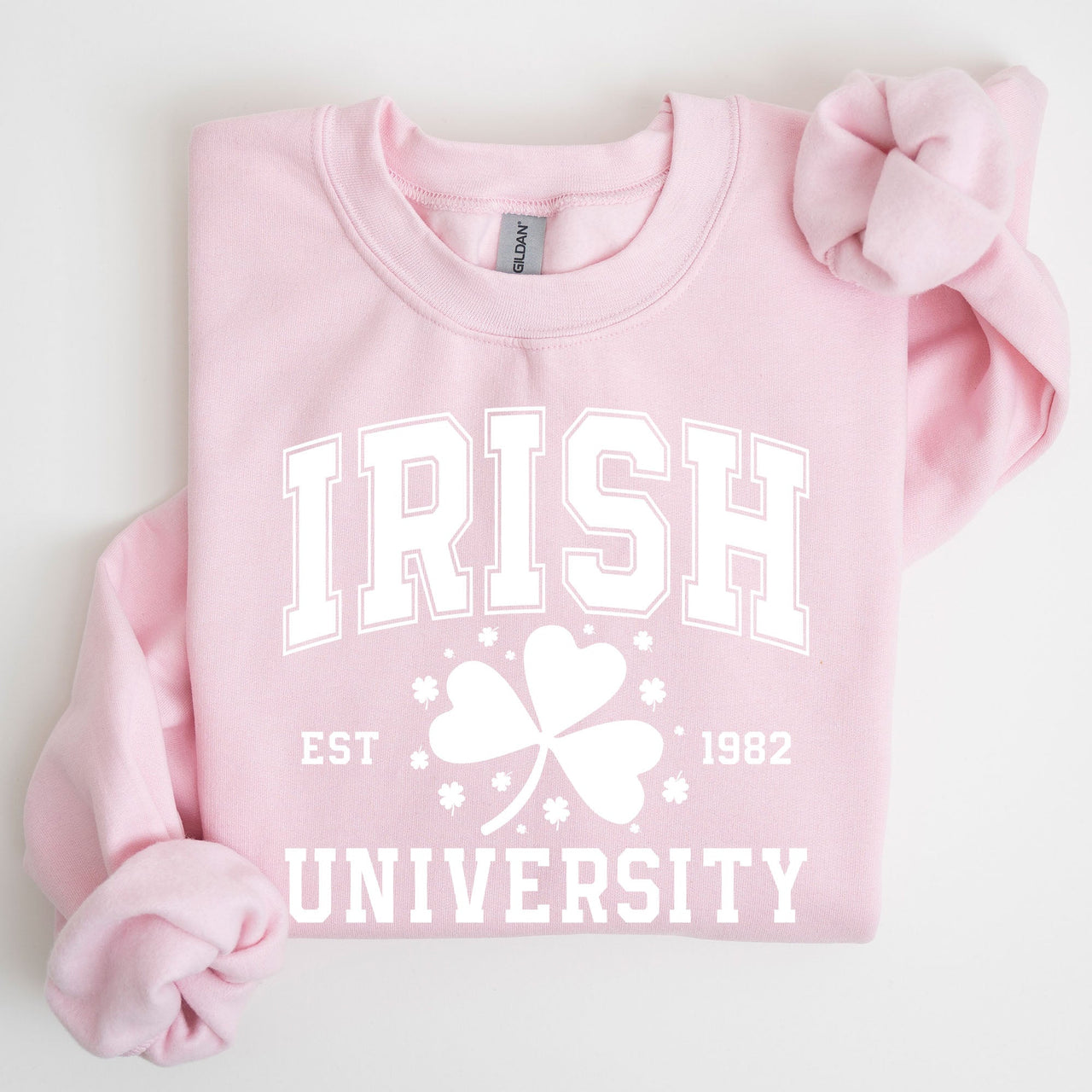 Irish University Lucky Charm St Paddy's Day Coquette Bow Clover Shamrock Sweatshirt