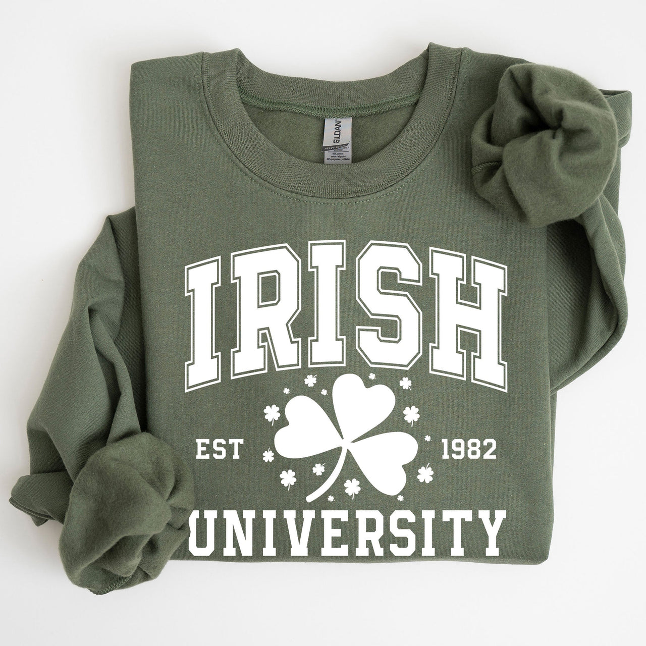 Irish University Lucky Charm St Paddy's Day Coquette Bow Clover Shamrock Sweatshirt