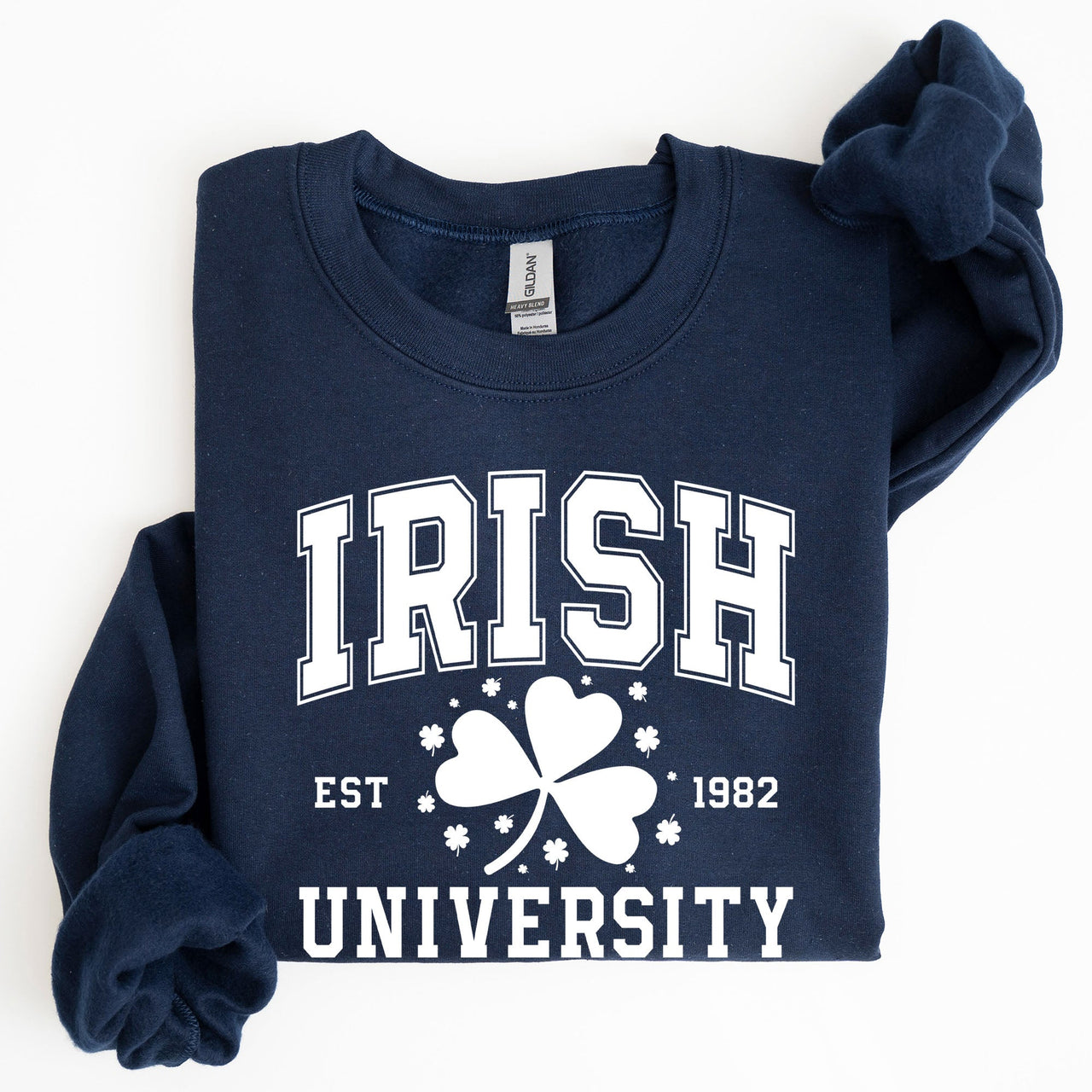 Irish University Lucky Charm St Paddy's Day Coquette Bow Clover Shamrock Sweatshirt