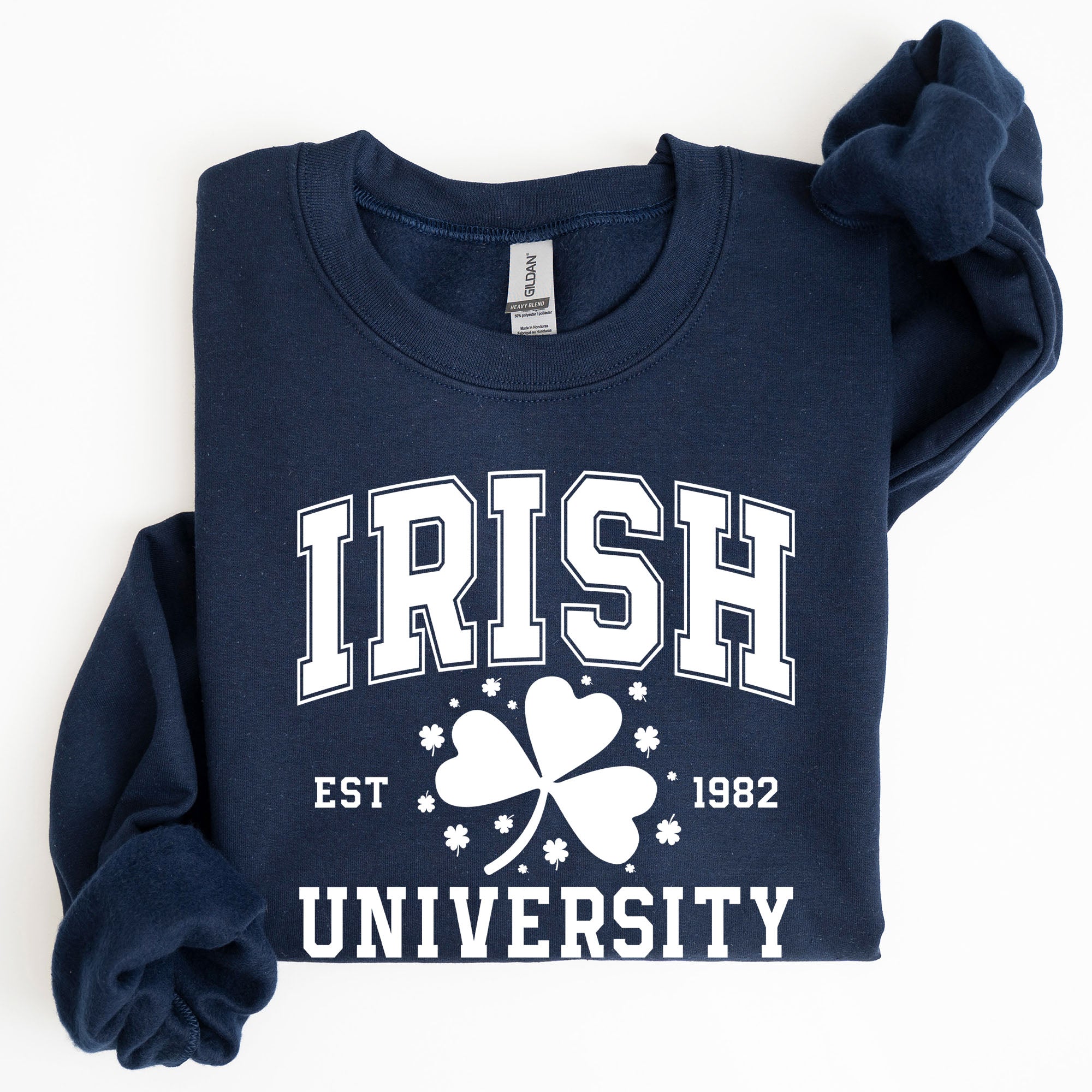 Irish University Lucky Charm St Paddy's Day Coquette Bow Clover Shamrock Sweatshirt