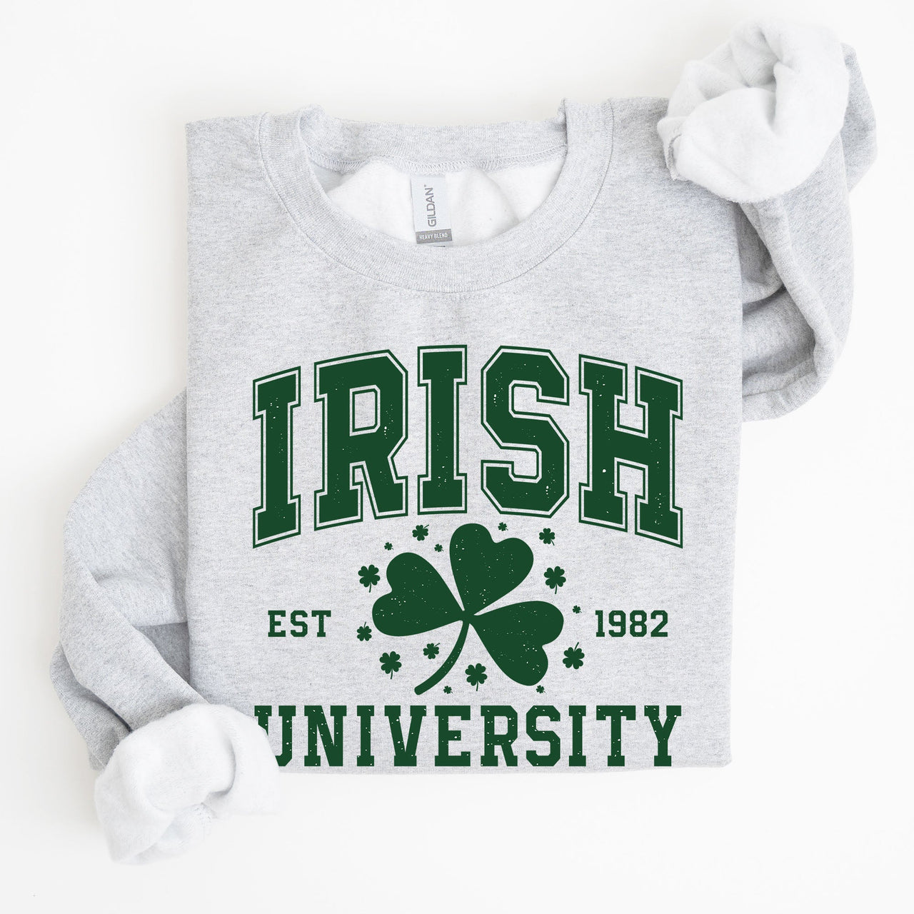 Irish University Lucky Charm St Paddy's Day Coquette Bow Clover Shamrock Sweatshirt