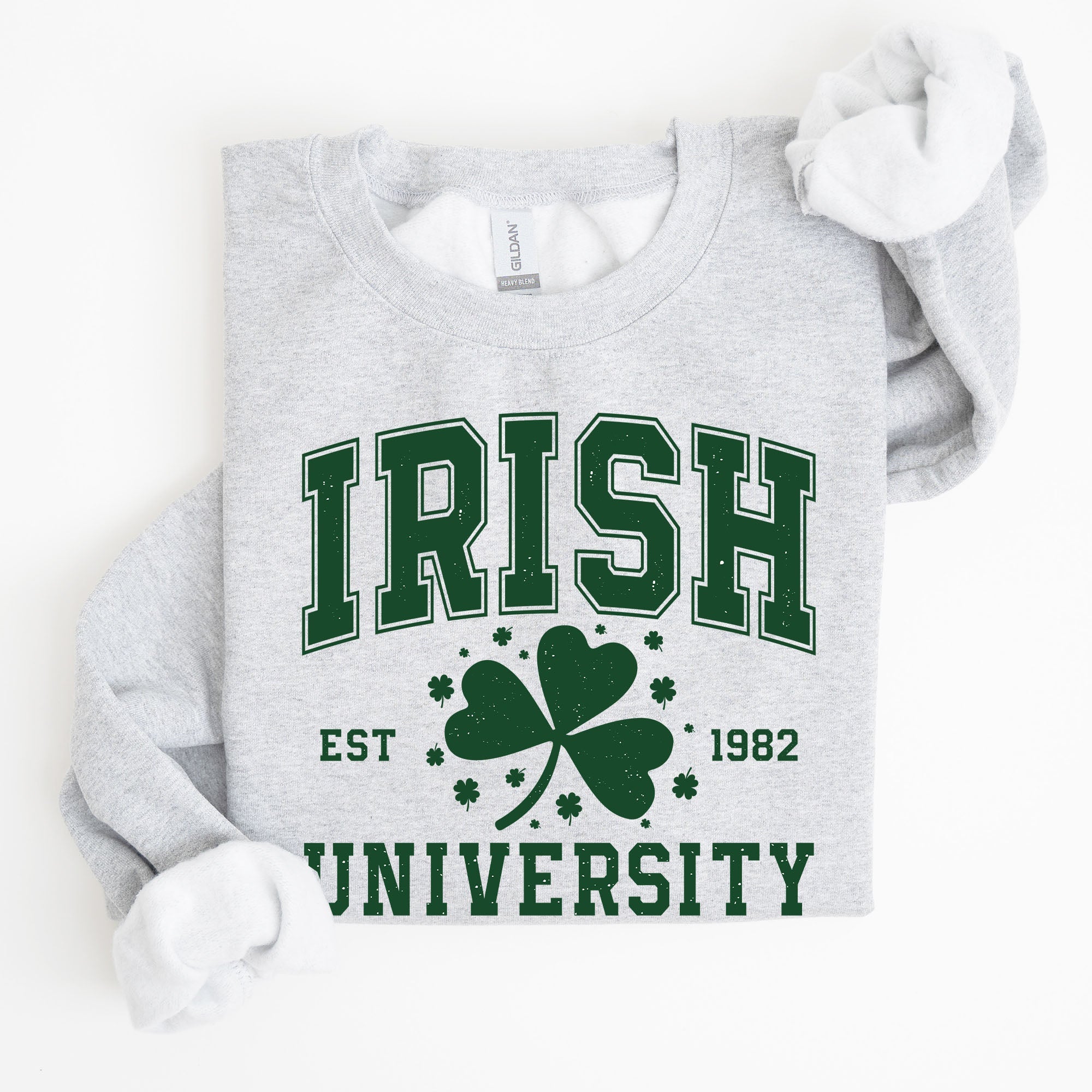 Irish University Lucky Charm St Paddy's Day Coquette Bow Clover Shamrock Sweatshirt
