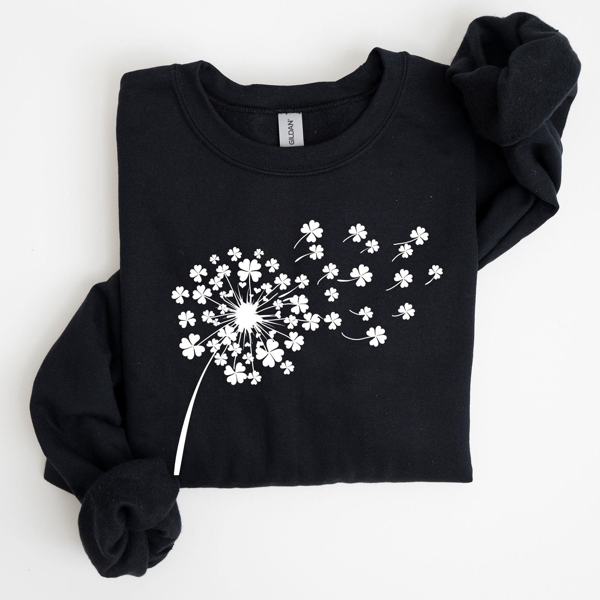 Dandelion St Patrick's Day Coquette Bow Clover Shamrock Lucky Irish Lucky Charm Sweatshirt