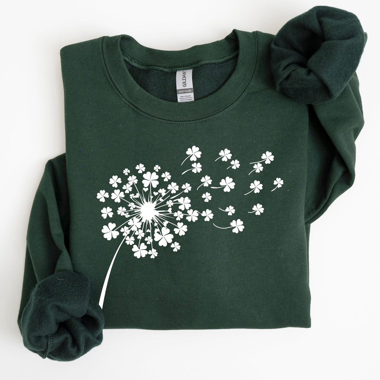 Dandelion St Patrick's Day Coquette Bow Clover Shamrock Lucky Irish Lucky Charm Sweatshirt