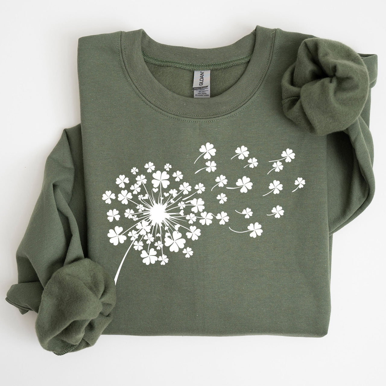 Dandelion St Patrick's Day Coquette Bow Clover Shamrock Lucky Irish Lucky Charm Sweatshirt