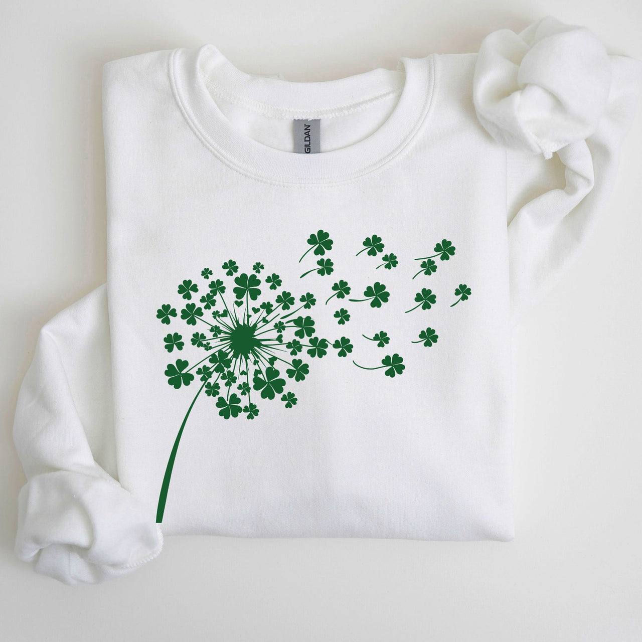 Dandelion St Patrick's Day Coquette Bow Clover Shamrock Lucky Irish Lucky Charm Sweatshirt
