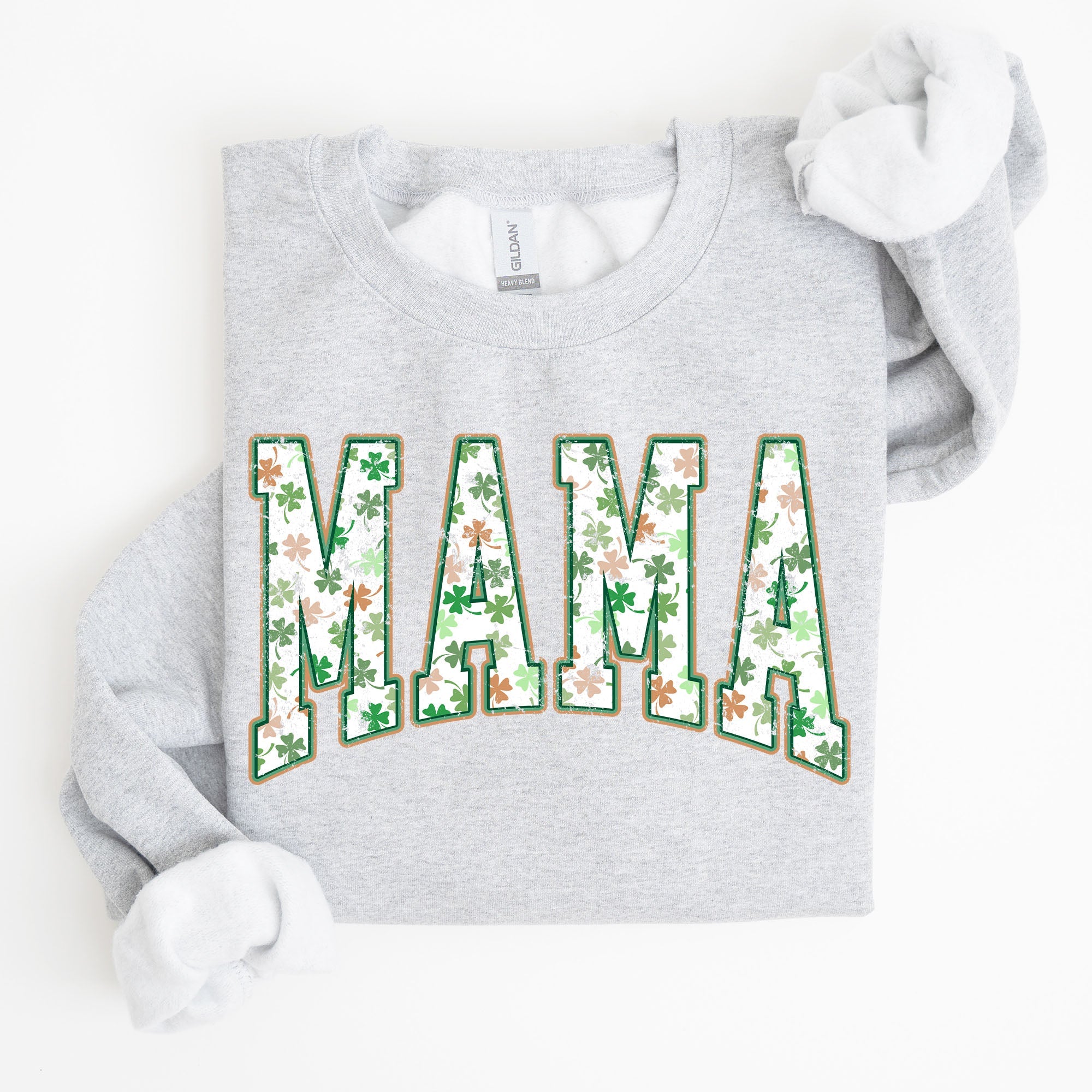 Mama Retro Cozy St. Paddy's Day Clover Shamrock Lucky Irish Lucky Charm Sweatshirt