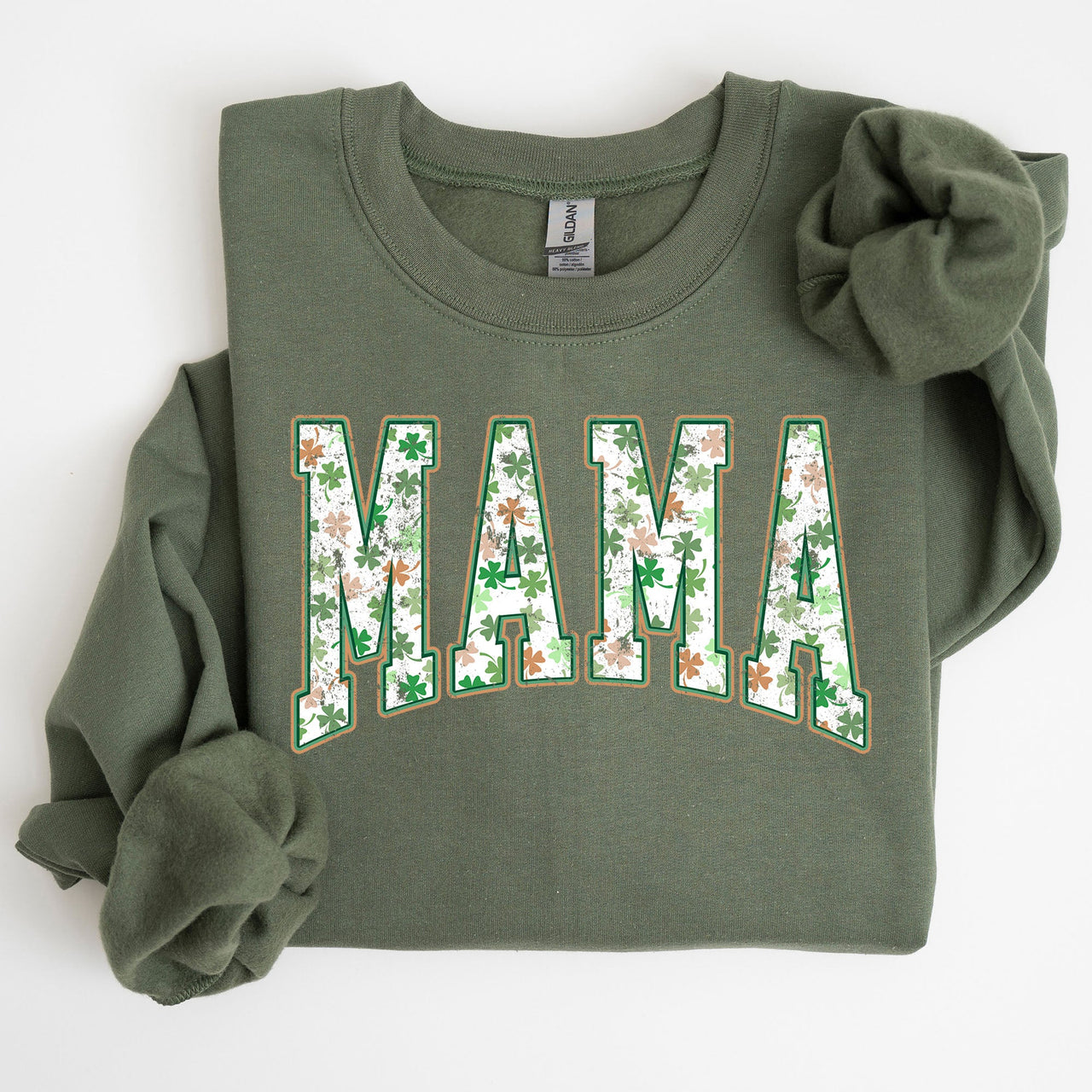 Mama Retro Cozy St. Paddy's Day Clover Shamrock Lucky Irish Lucky Charm Sweatshirt