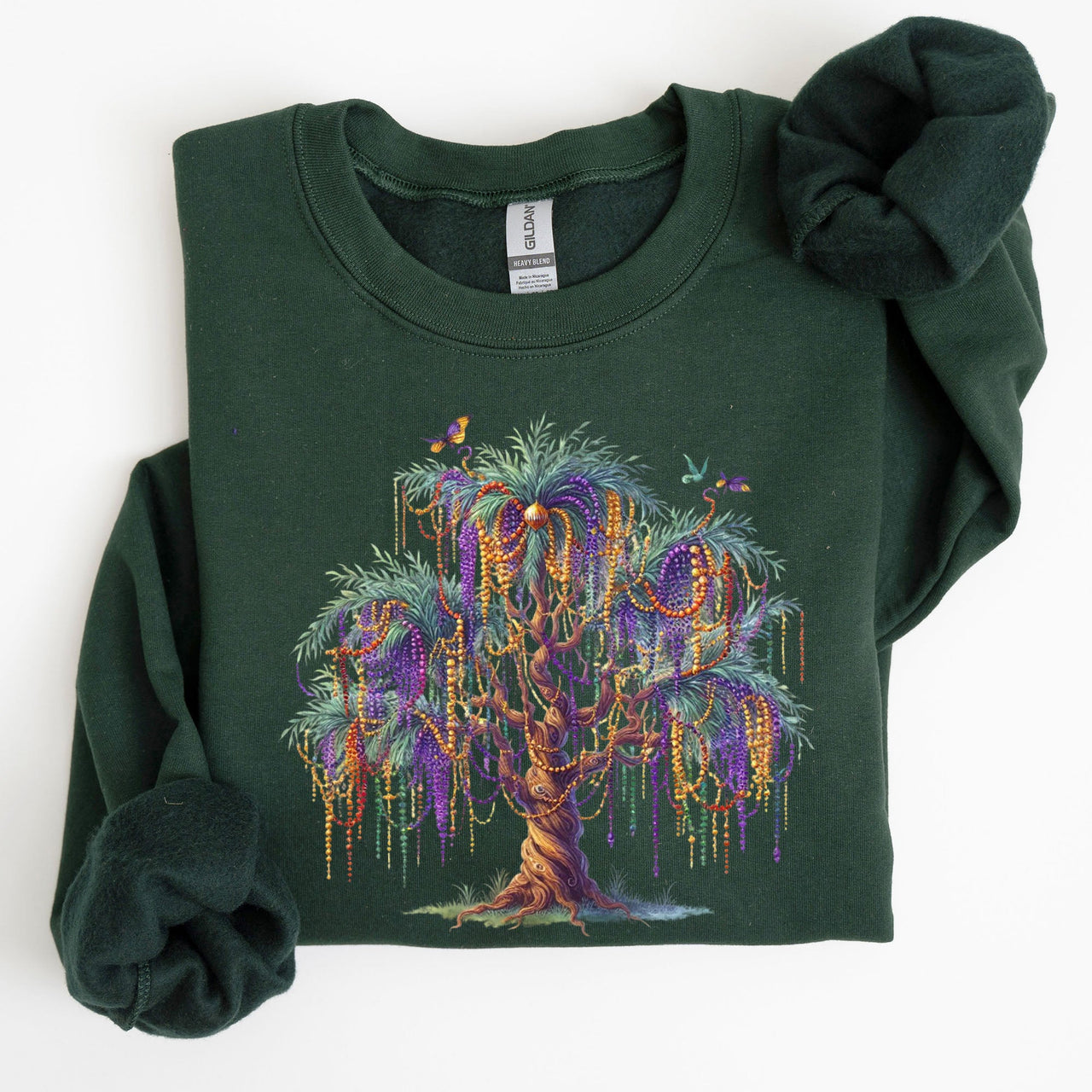 Mardi Gras Tree Beads Coquette Carnival Fleur De Lis Fat Tuesday Parade Sweatshirt