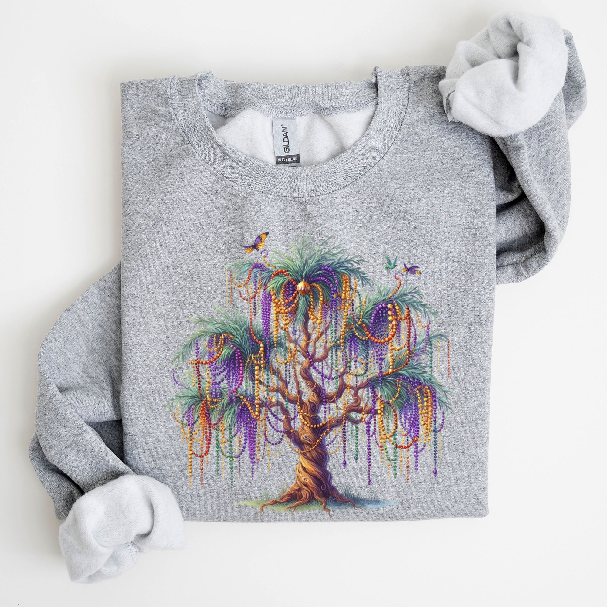 Mardi Gras Tree Beads Coquette Carnival Fleur De Lis Fat Tuesday Parade Sweatshirt