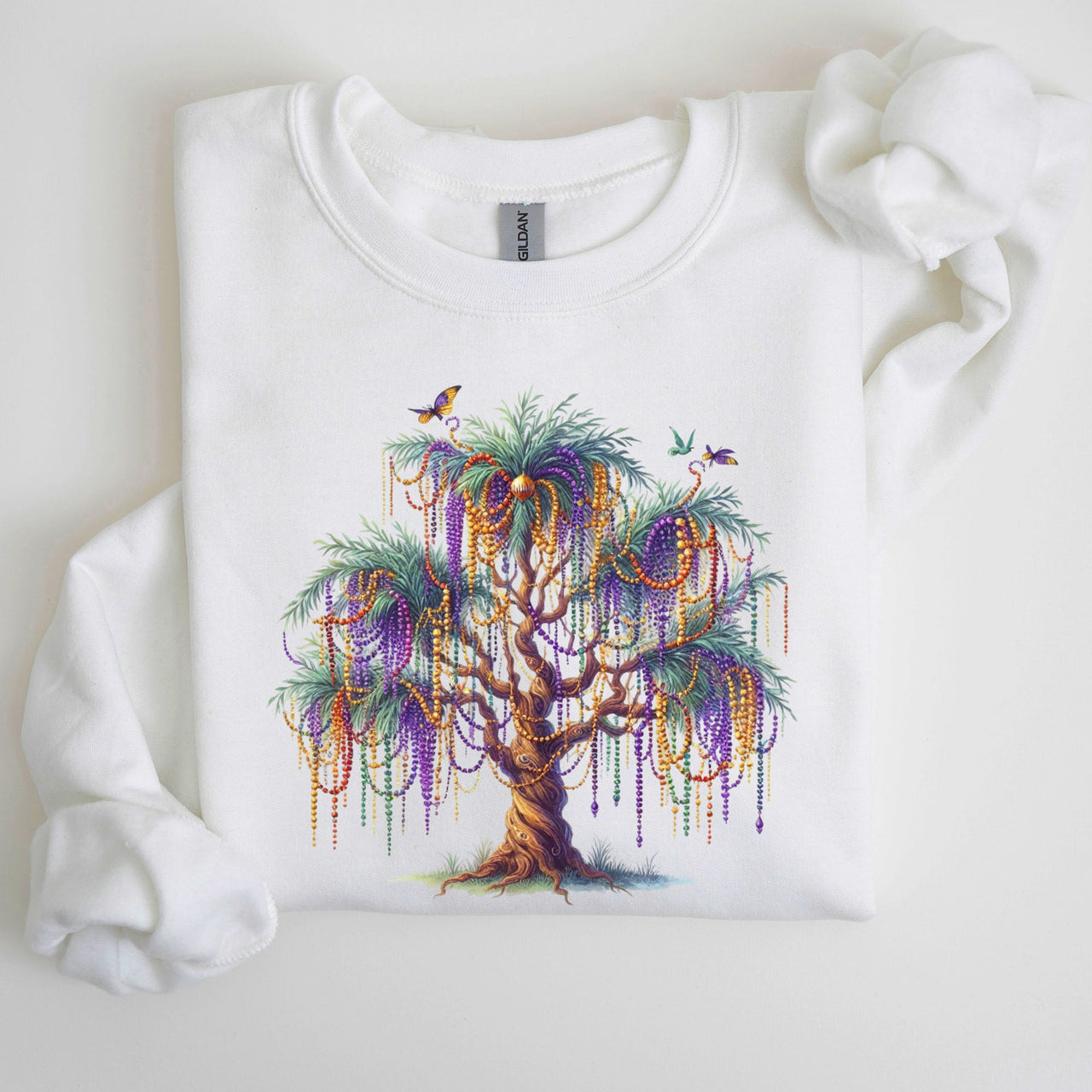 Mardi Gras Tree Beads Coquette Carnival Fleur De Lis Fat Tuesday Parade Sweatshirt