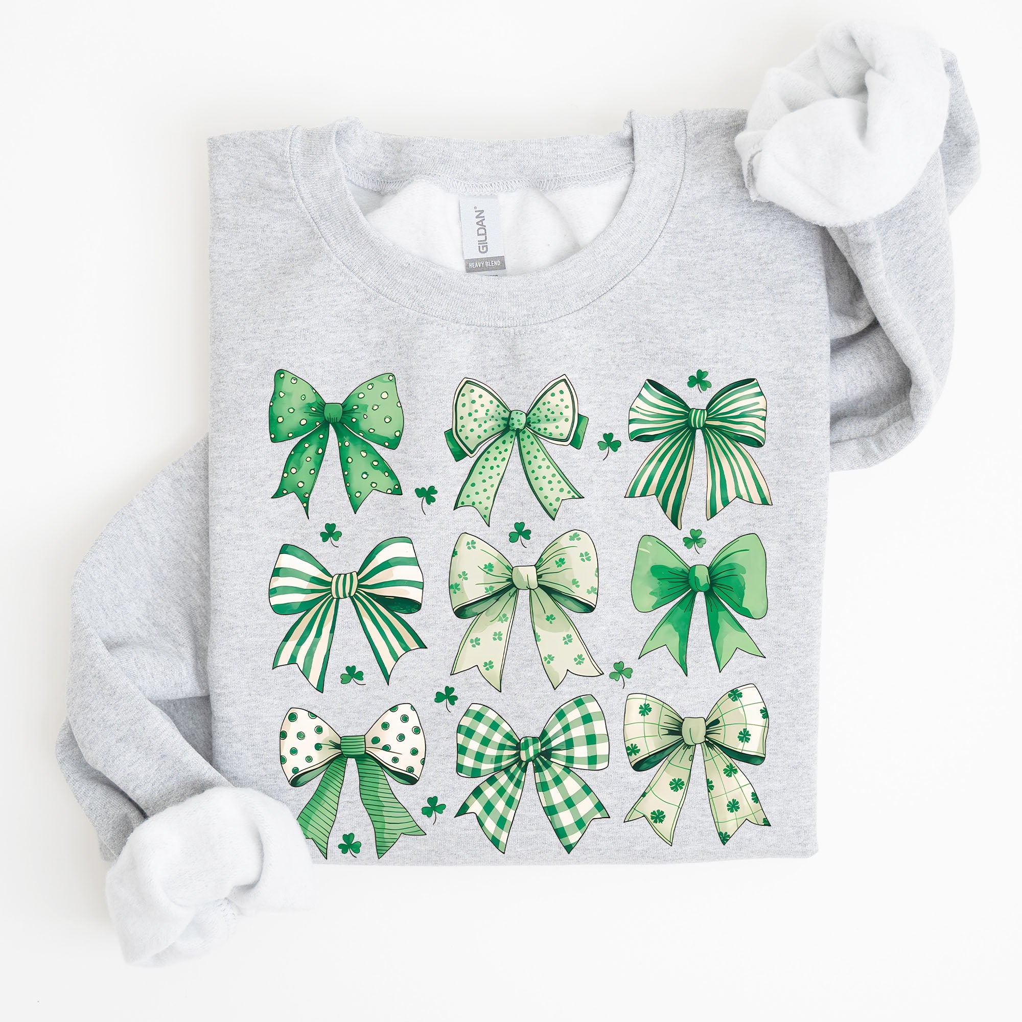 St. Paddy's Day Coquette Clover Shamrock Bow Lucky Charm Irish Festive Sweatshirt