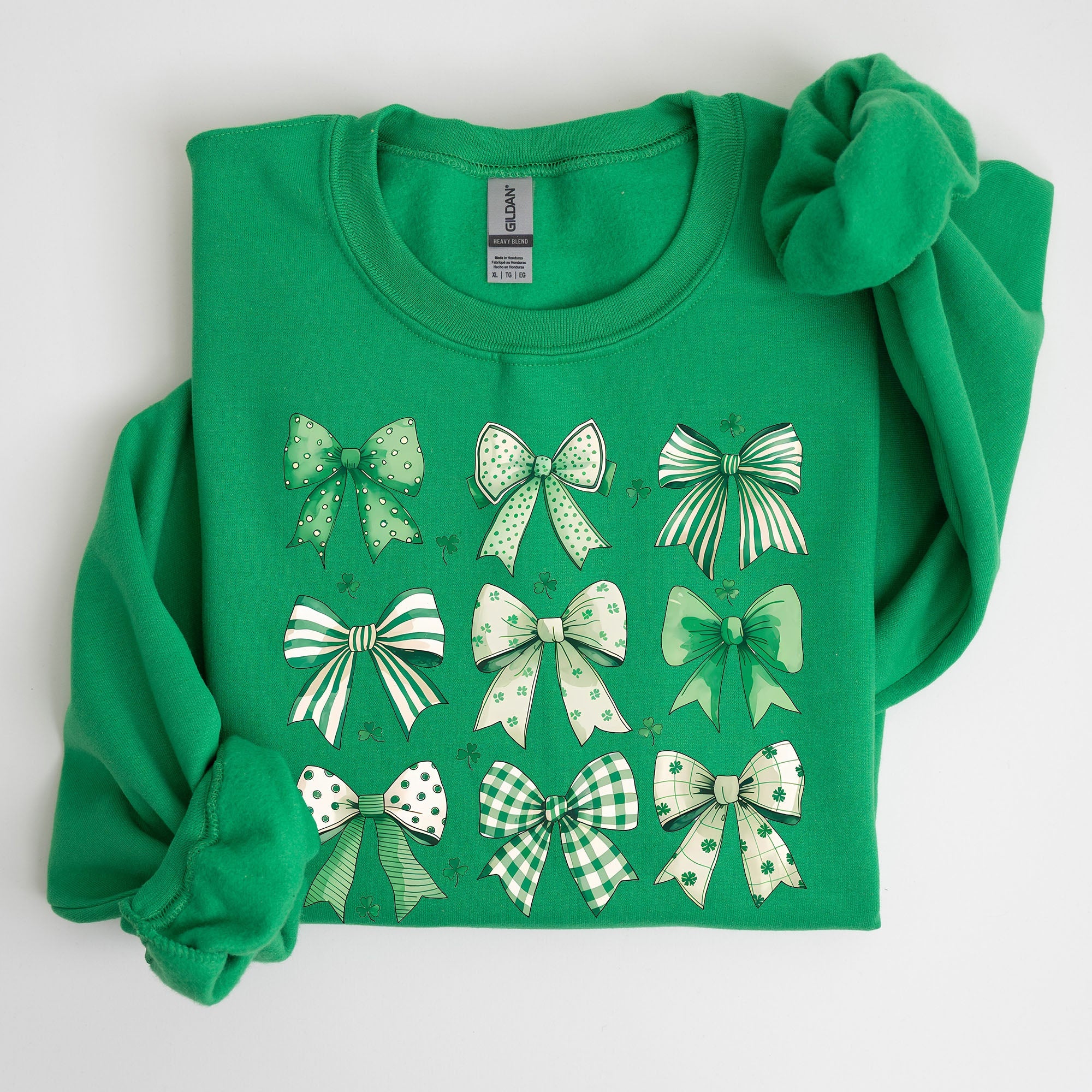 St. Paddy's Day Coquette Clover Shamrock Bow Lucky Charm Irish Festive Sweatshirt
