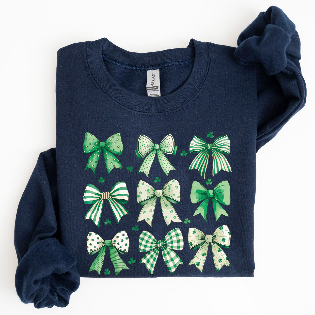 St. Paddy's Day Coquette Clover Shamrock Bow Lucky Charm Irish Festive Sweatshirt