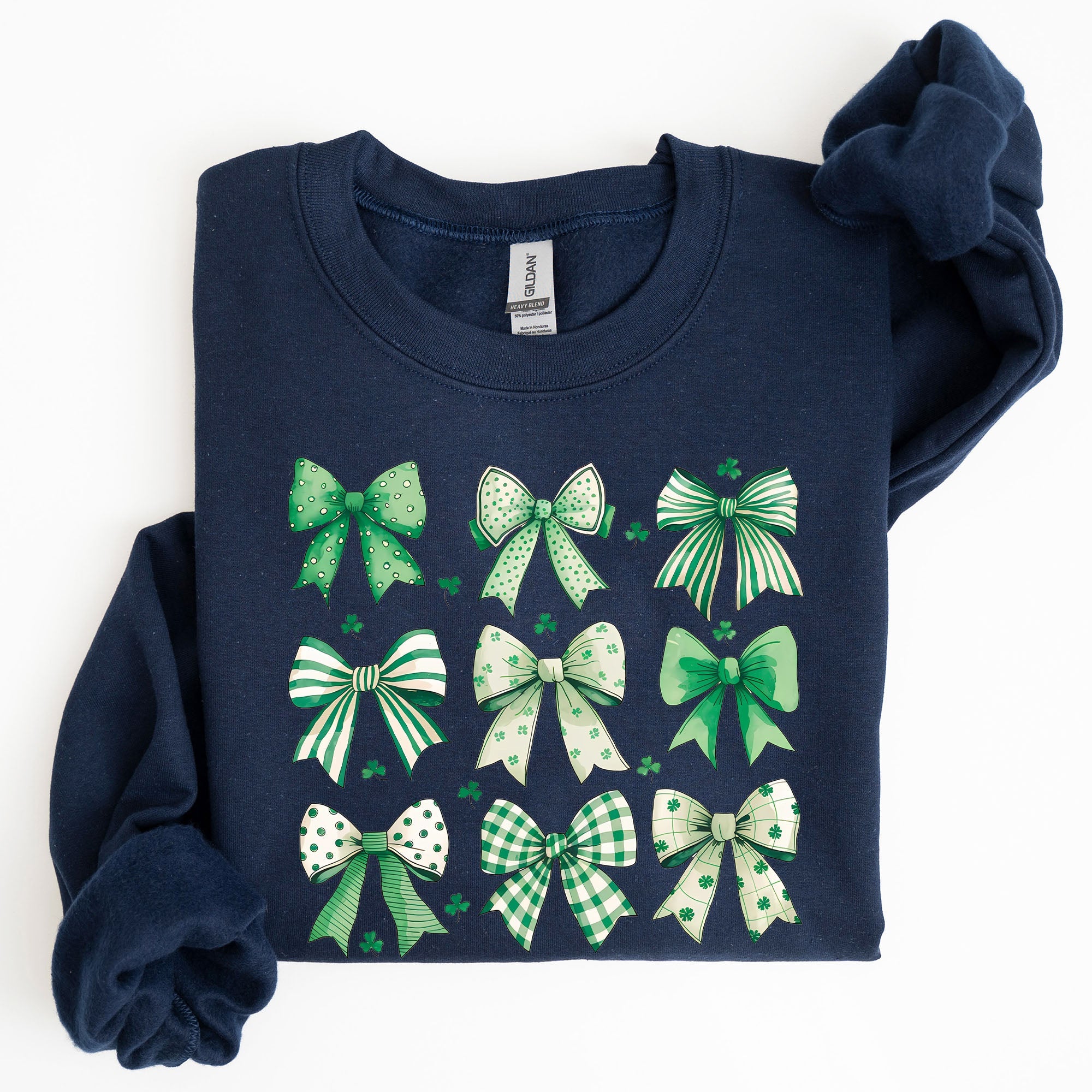 St. Paddy's Day Coquette Clover Shamrock Bow Lucky Charm Irish Festive Sweatshirt