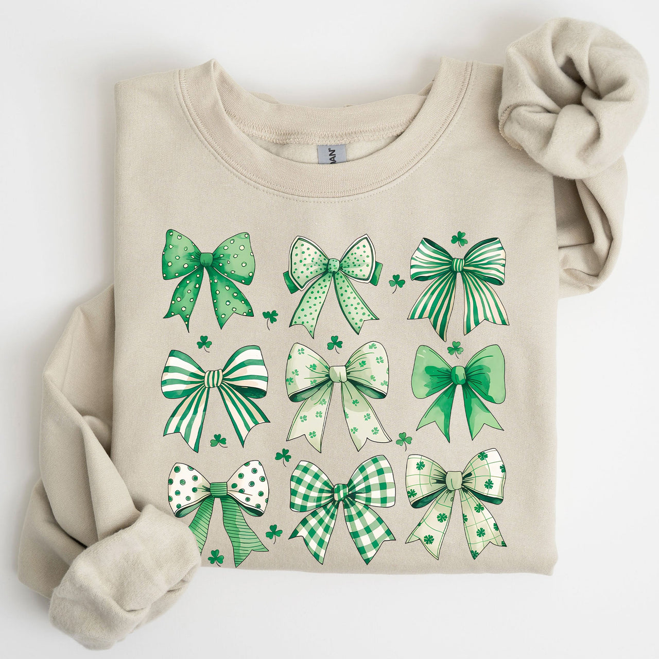 St. Paddy's Day Coquette Clover Shamrock Bow Lucky Charm Irish Festive Sweatshirt