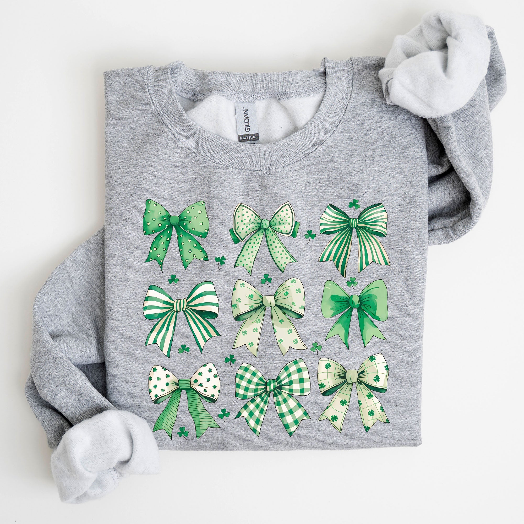 St. Paddy's Day Coquette Clover Shamrock Bow Lucky Charm Irish Festive Sweatshirt