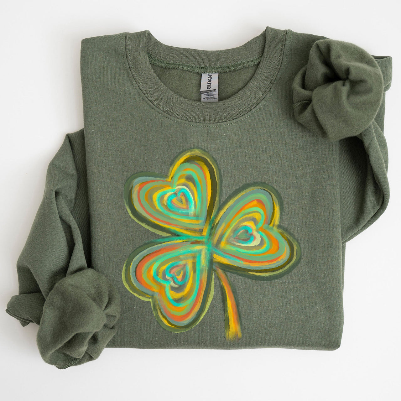 Pastel Shamrock Clover Lucky Irish Lucky Charm Retro St Patrick's Day Sweatshirt