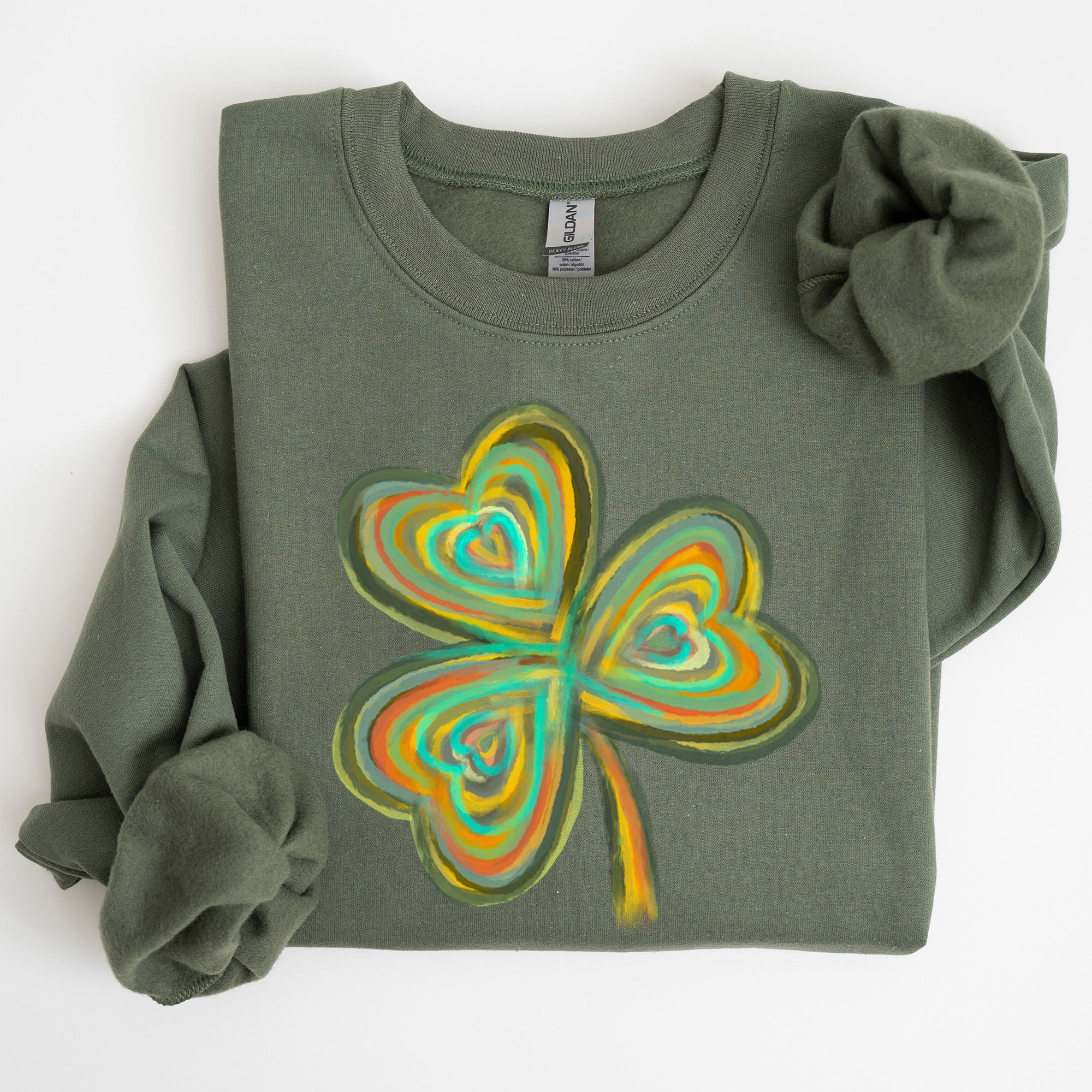 Pastel Shamrock Clover Lucky Irish Lucky Charm Retro St Patrick's Day Sweatshirt