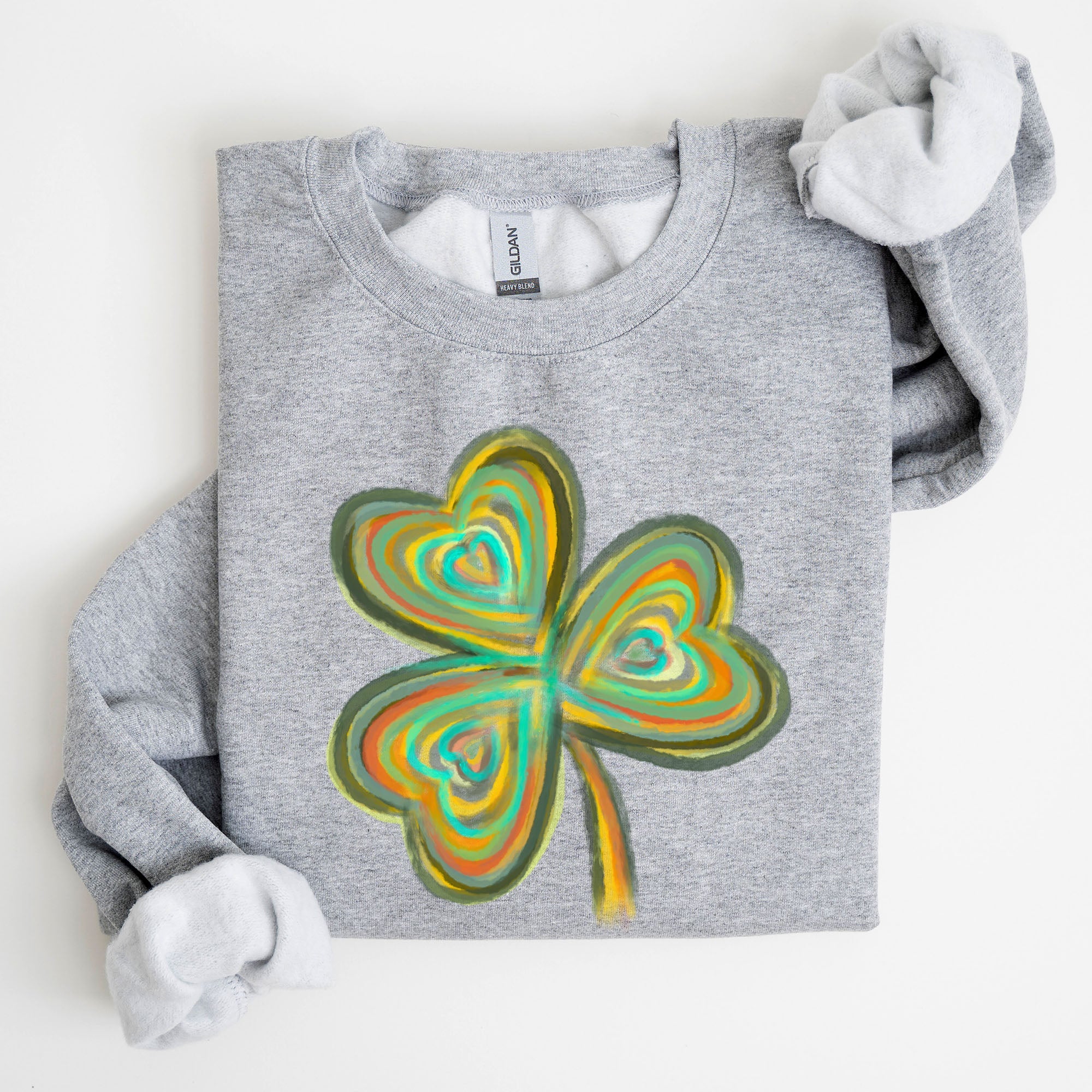 Pastel Shamrock Clover Lucky Irish Lucky Charm Retro St Patrick's Day Sweatshirt