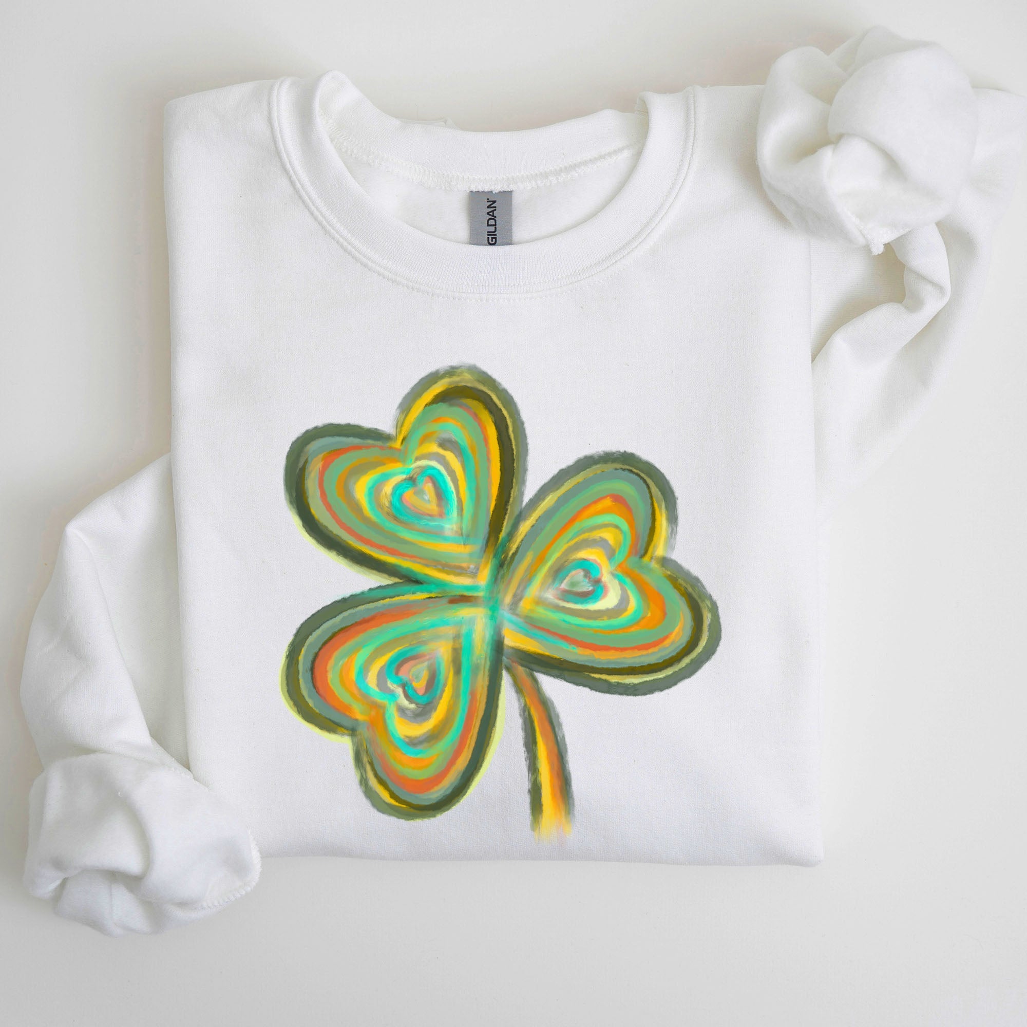 Pastel Shamrock Clover Lucky Irish Lucky Charm Retro St Patrick's Day Sweatshirt