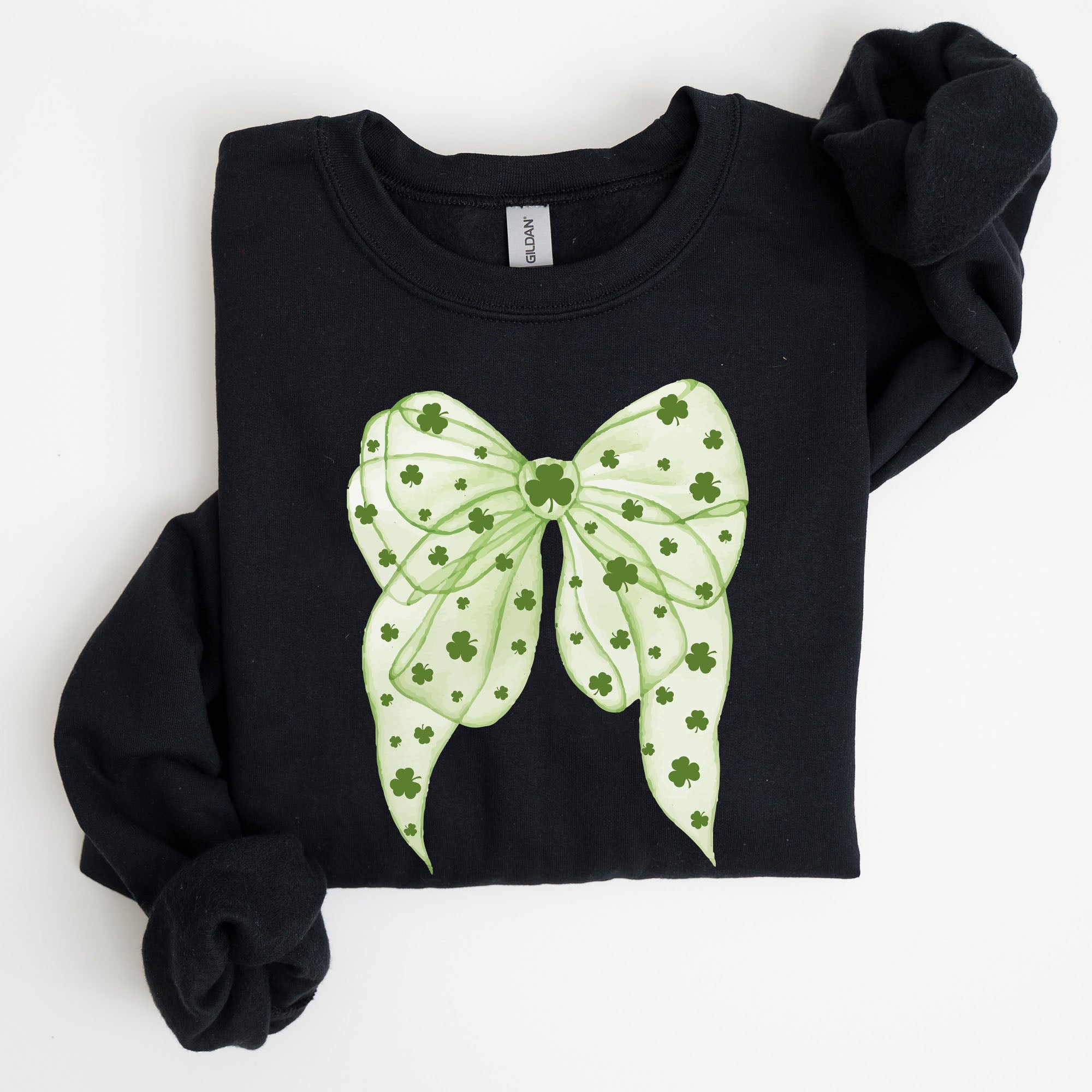 Green Coquette Bow Lucky Shamrock Irish Retro St Patrick's Day Celebration Sweatshirt