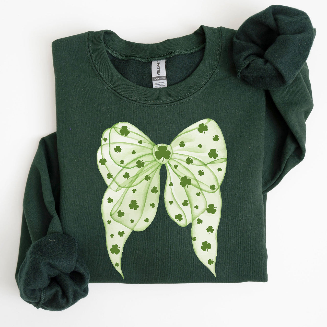 Green Coquette Bow Lucky Shamrock Irish Retro St Patrick's Day Celebration Sweatshirt