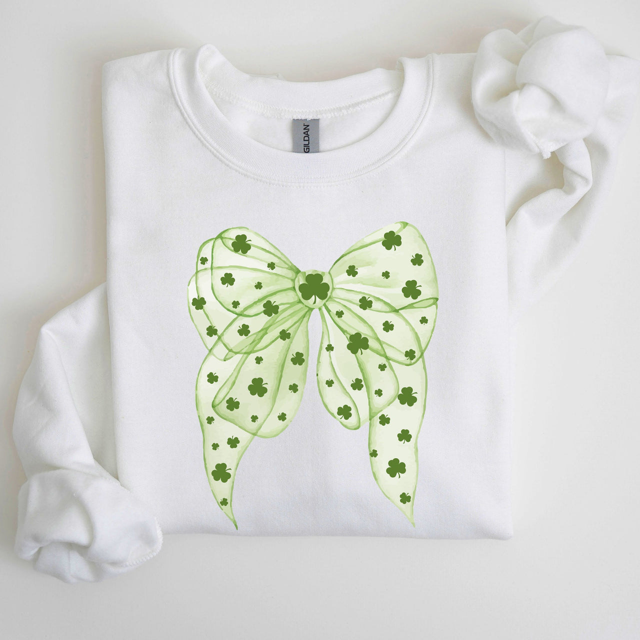 Green Coquette Bow Lucky Shamrock Irish Retro St Patrick's Day Celebration Sweatshirt