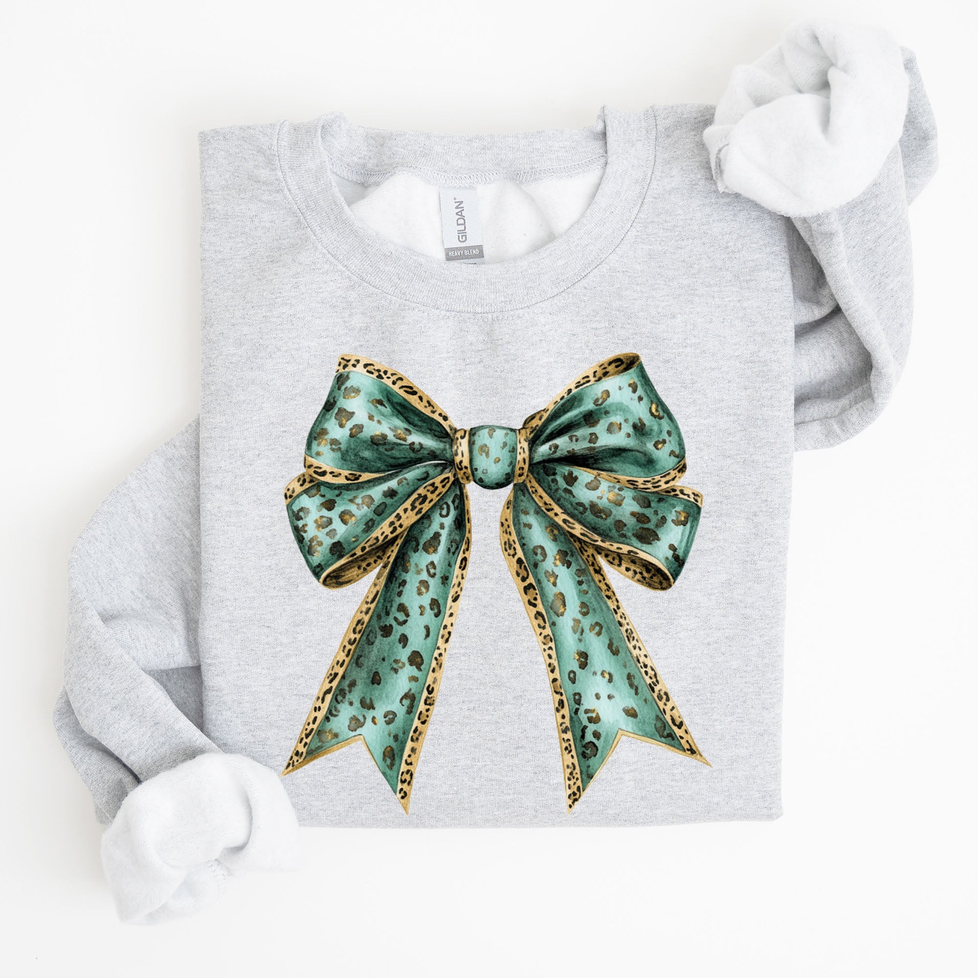 Leopard Bow Coquette Lucky Shamrock Irish Retro St Patrick's Day Graphic Sweatshirt