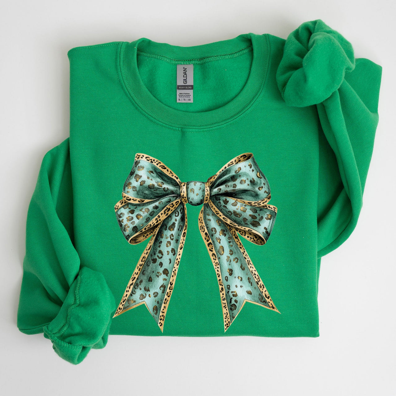 Leopard Bow Coquette Lucky Shamrock Irish Retro St Patrick's Day Graphic Sweatshirt