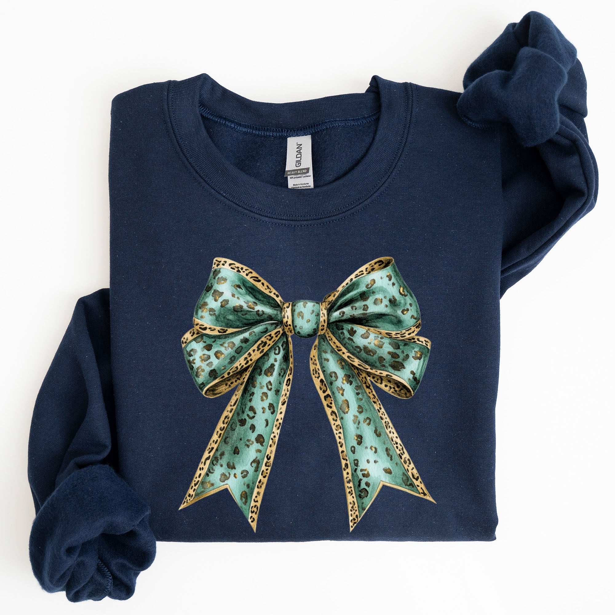 Leopard Bow Coquette Lucky Shamrock Irish Retro St Patrick's Day Graphic Sweatshirt