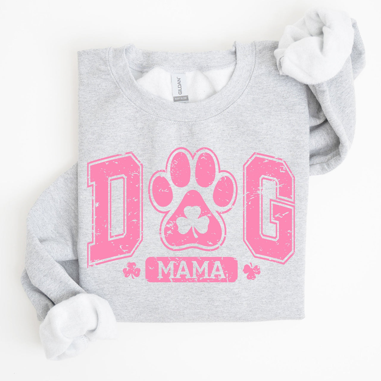Dog Mama Lucky Shamrock Irish Retro St Patrick's Day Paw Print Charm Vintage Sweatshirt
