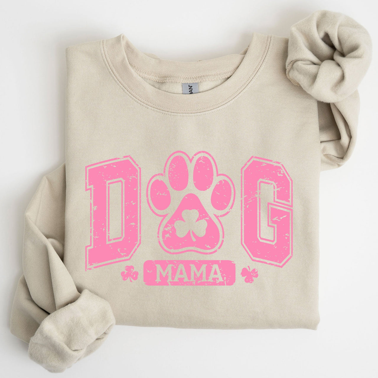 Dog Mama Lucky Shamrock Irish Retro St Patrick's Day Paw Print Charm Vintage Sweatshirt