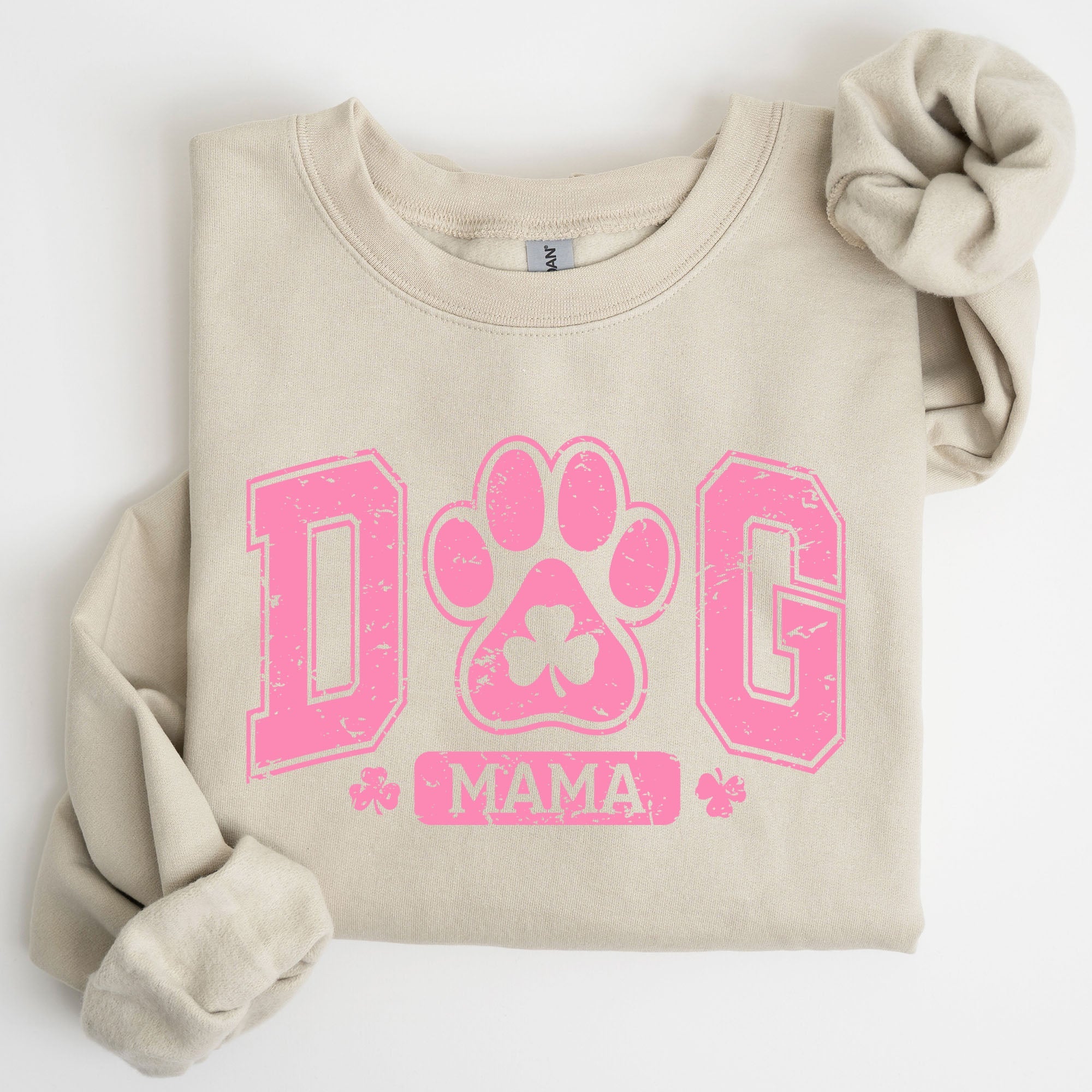 Dog Mama Lucky Shamrock Irish Retro St Patrick's Day Paw Print Charm Vintage Sweatshirt
