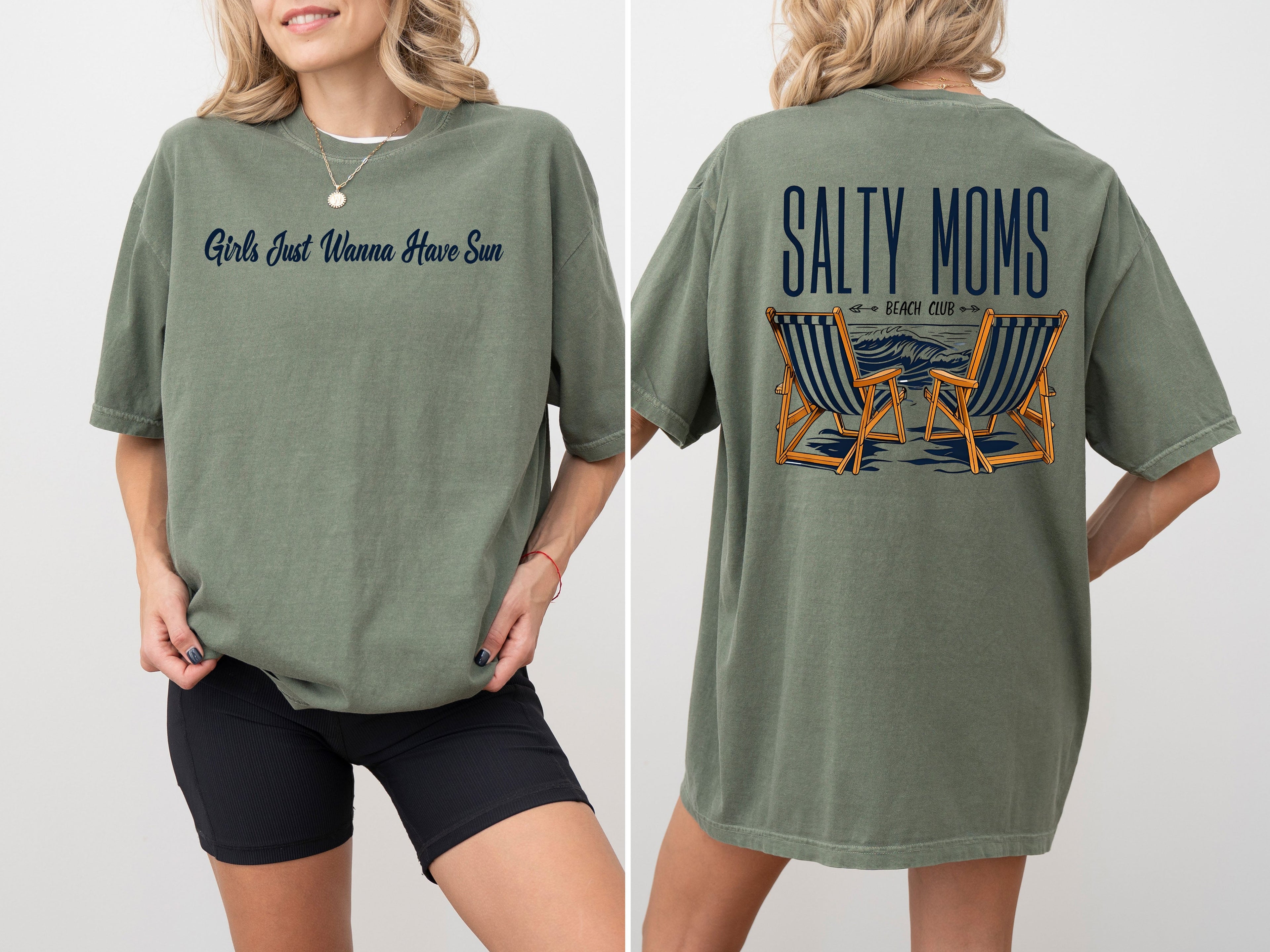 Salty Moms Beach Club Mother's Day Sun Summer Beach Vibes Sea Breeze Comfort Colors Tee