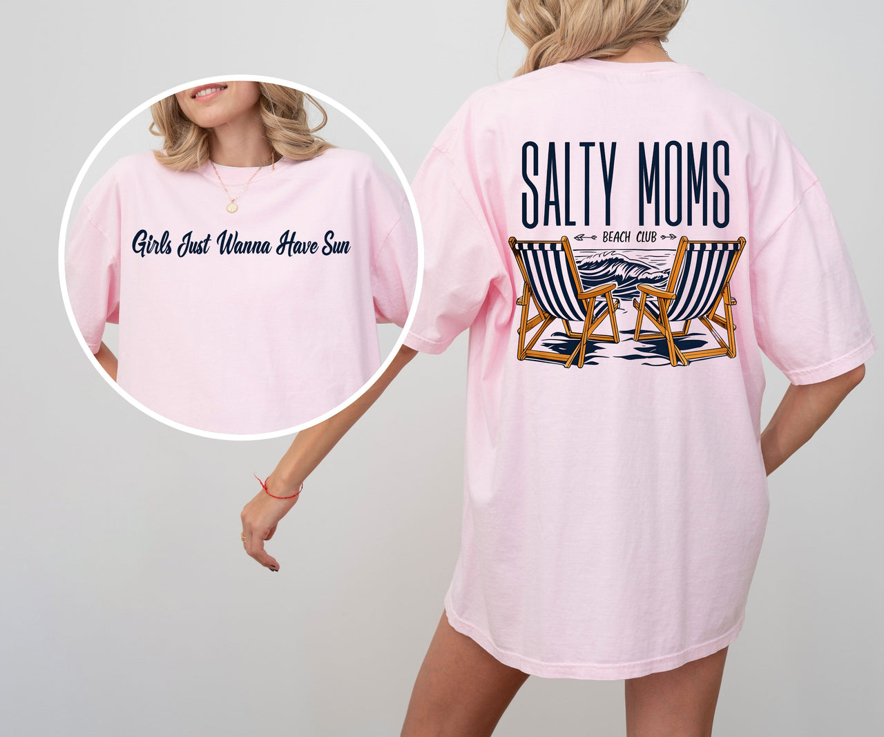 Salty Moms Beach Club Mother's Day Sun Summer Beach Vibes Sea Breeze Comfort Colors Tee