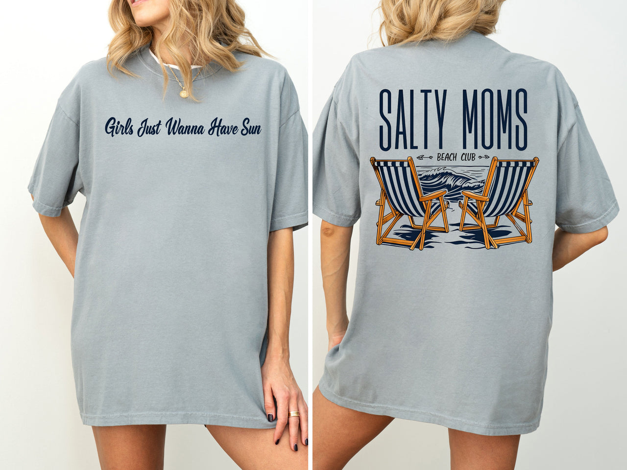 Salty Moms Beach Club Mother's Day Sun Summer Beach Vibes Sea Breeze Comfort Colors Tee