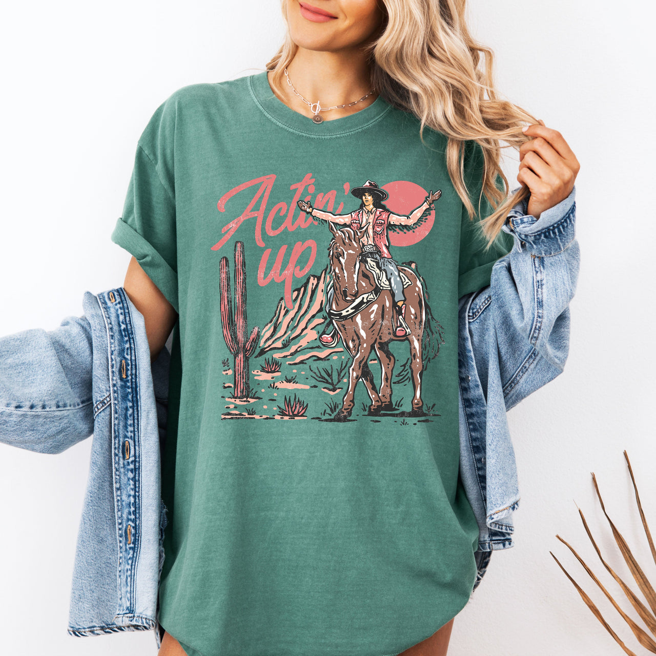 Actin' Up, Cowgirl, Western, Country, Desert, Mother's Day Edition Comfort Colors Tee