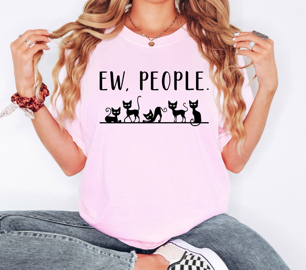Ew People Sarcasm Cats Cat Lover Animal Lover Funny Sarcastic Comfort Colors Tee