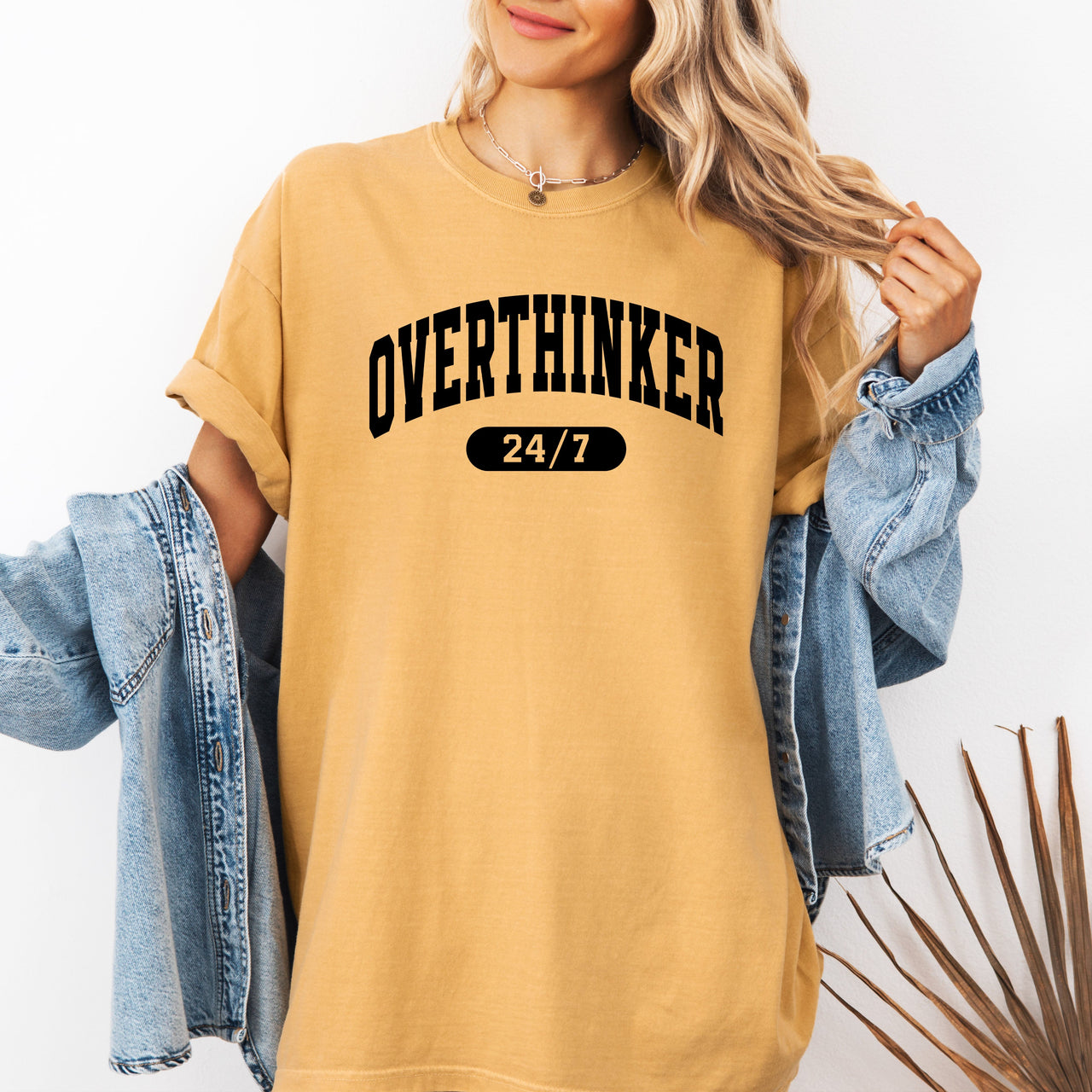 Overthinker 24/7 Motivational Funny Mom Life Anxiety Mother's Day Comfort Colors Tee