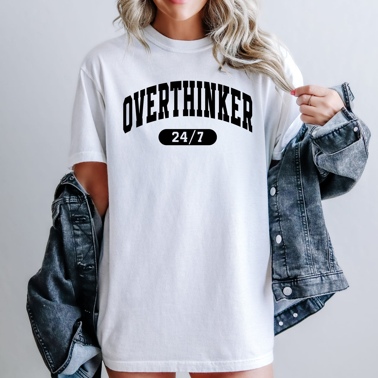 Overthinker 24/7 Motivational Funny Mom Life Anxiety Mother's Day Comfort Colors Tee
