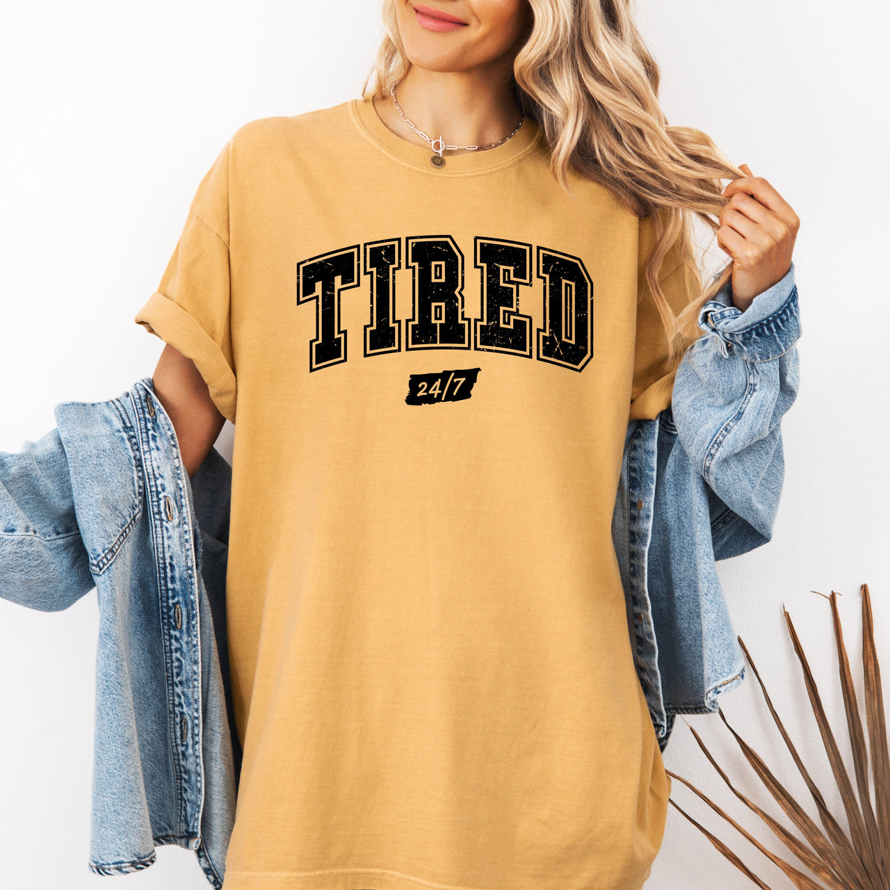 Tired 24/7 Motivational Funny Mom Life Anxiety Mother's Day Edition Comfort Colors Tee