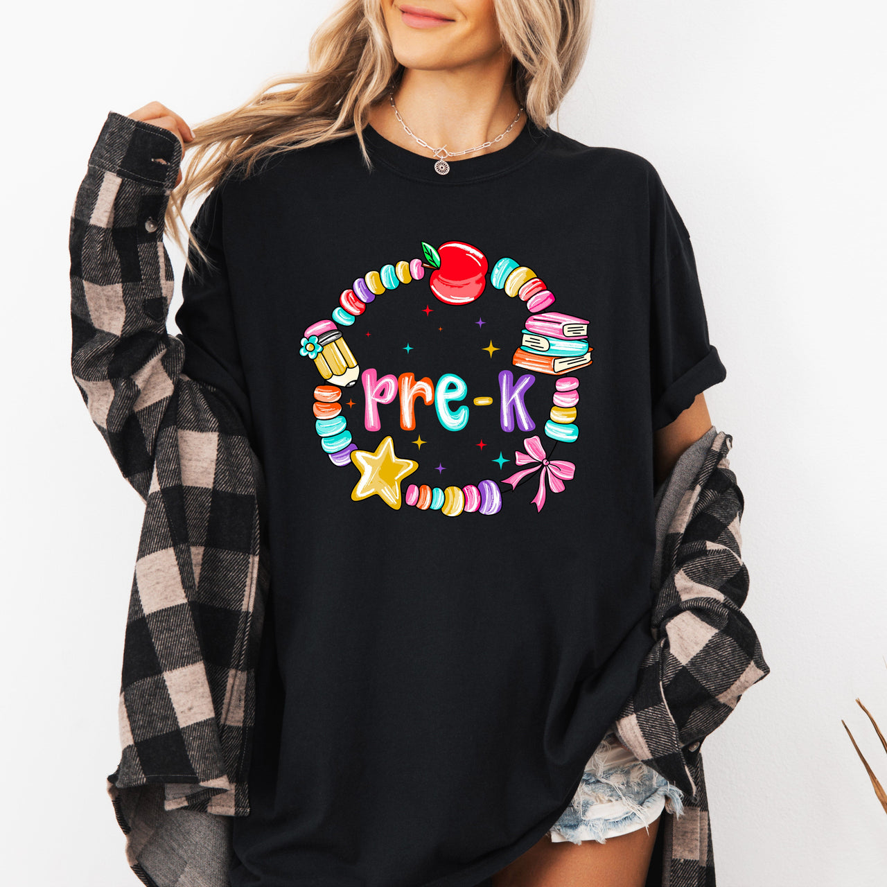 Kindergarten Neon Pink Teacher Back To School Confidence And Classroom Cheer Graphic Tee