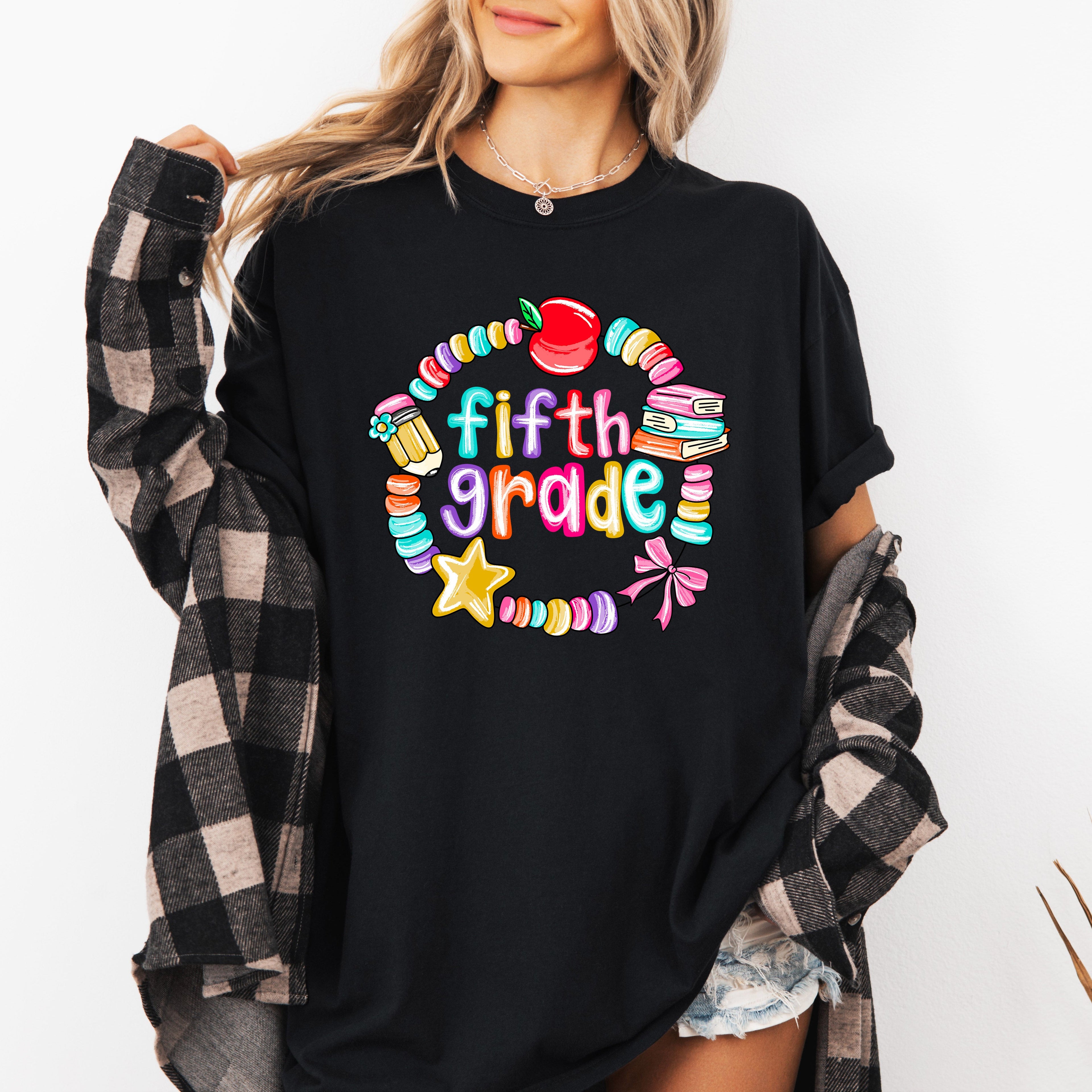 Fifth Grade Teacher Back To School Bow Coquette Style For Teachers Everyday Comfort Colors Tee