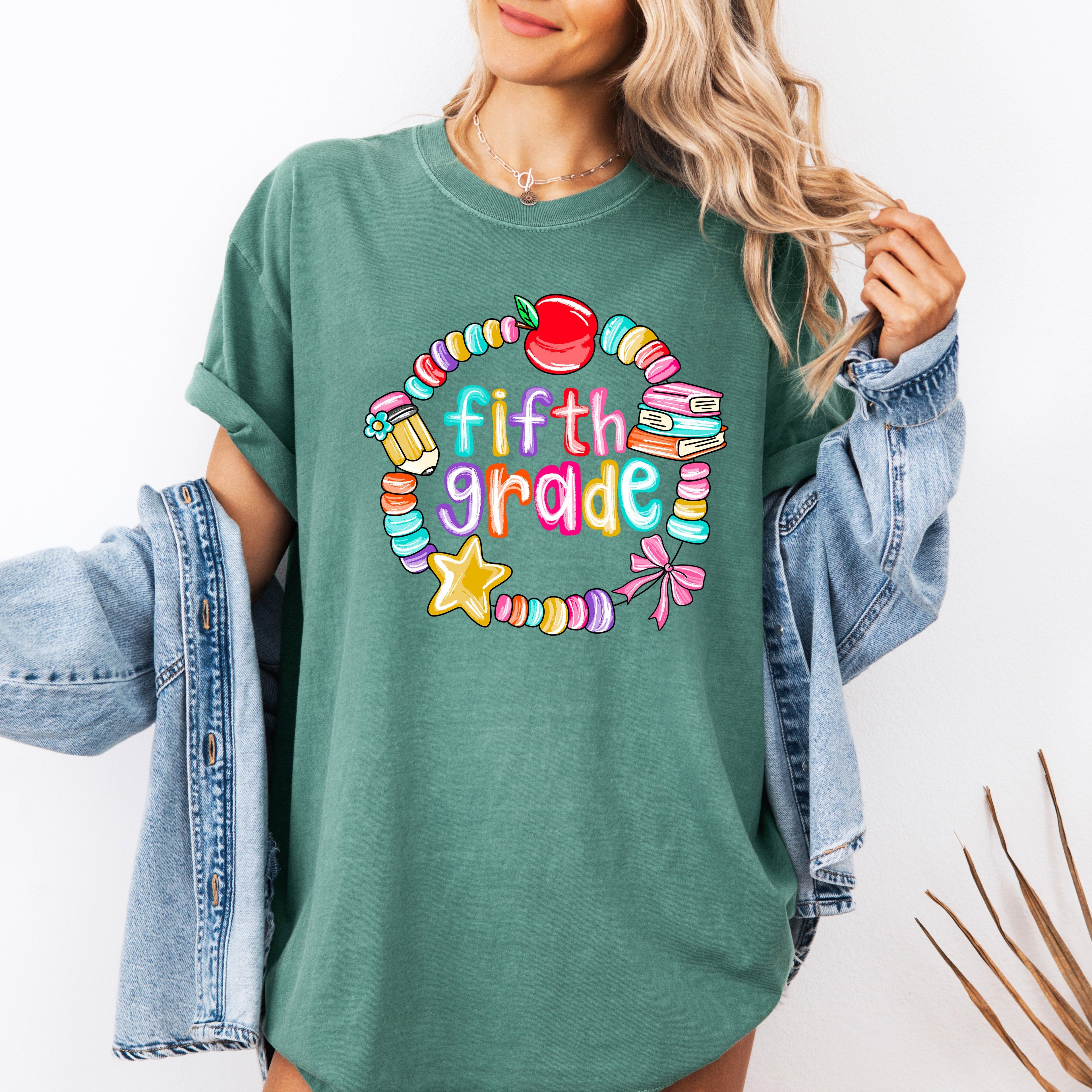 Fifth Grade Teacher Back To School Bow Coquette Style For Teachers Everyday Comfort Colors Tee