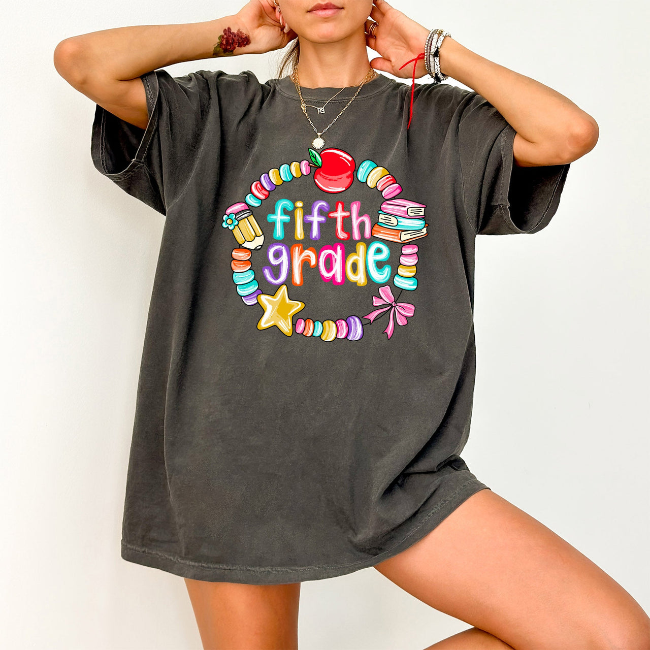 Fifth Grade Teacher Back To School Bow Coquette Style For Teachers Everyday Comfort Colors Tee