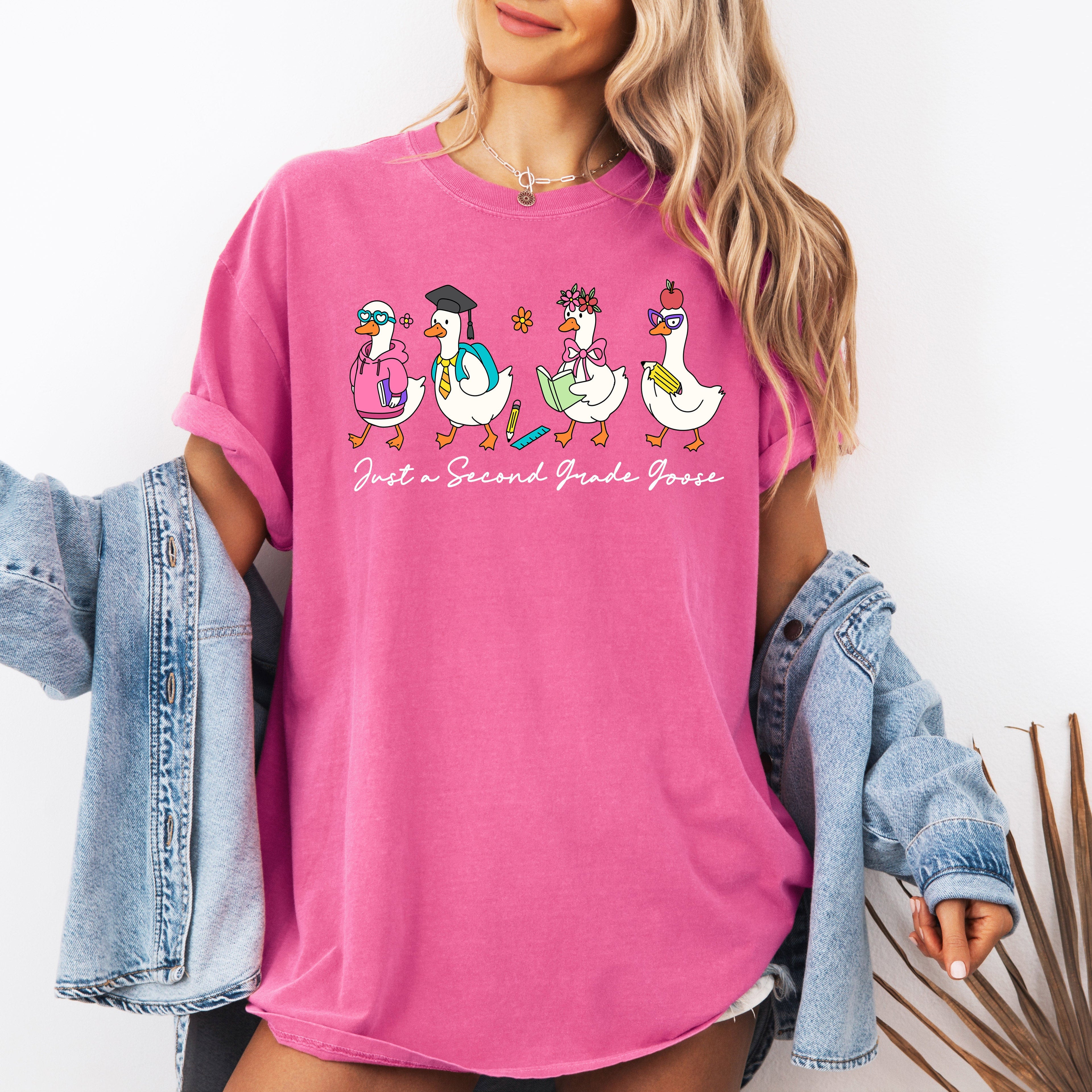 Just A Second Grade Goose Bow Design For Teachers First Day Back To School Comfort Colors Tee