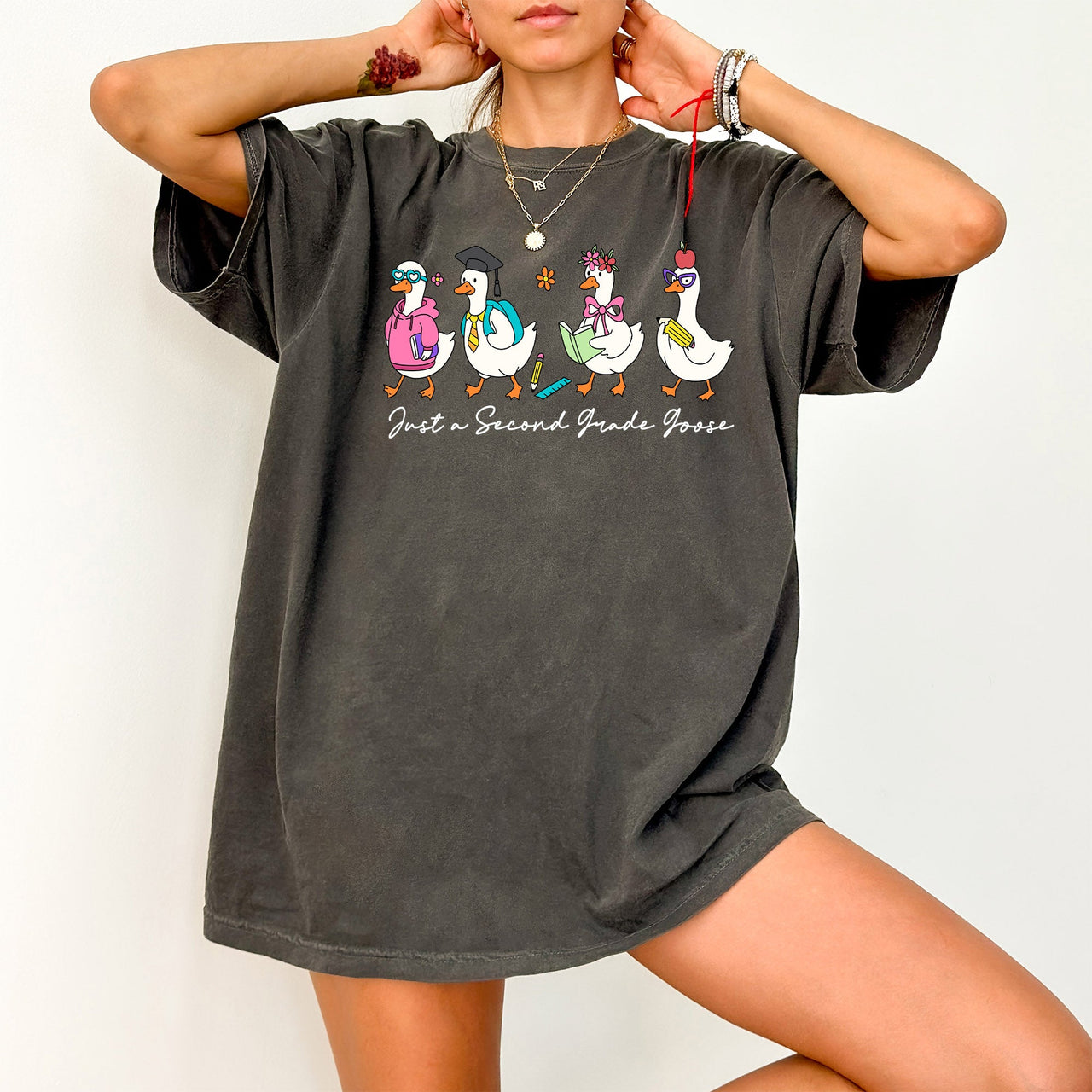 Just A Second Grade Goose Bow Design For Teachers First Day Back To School Comfort Colors Tee
